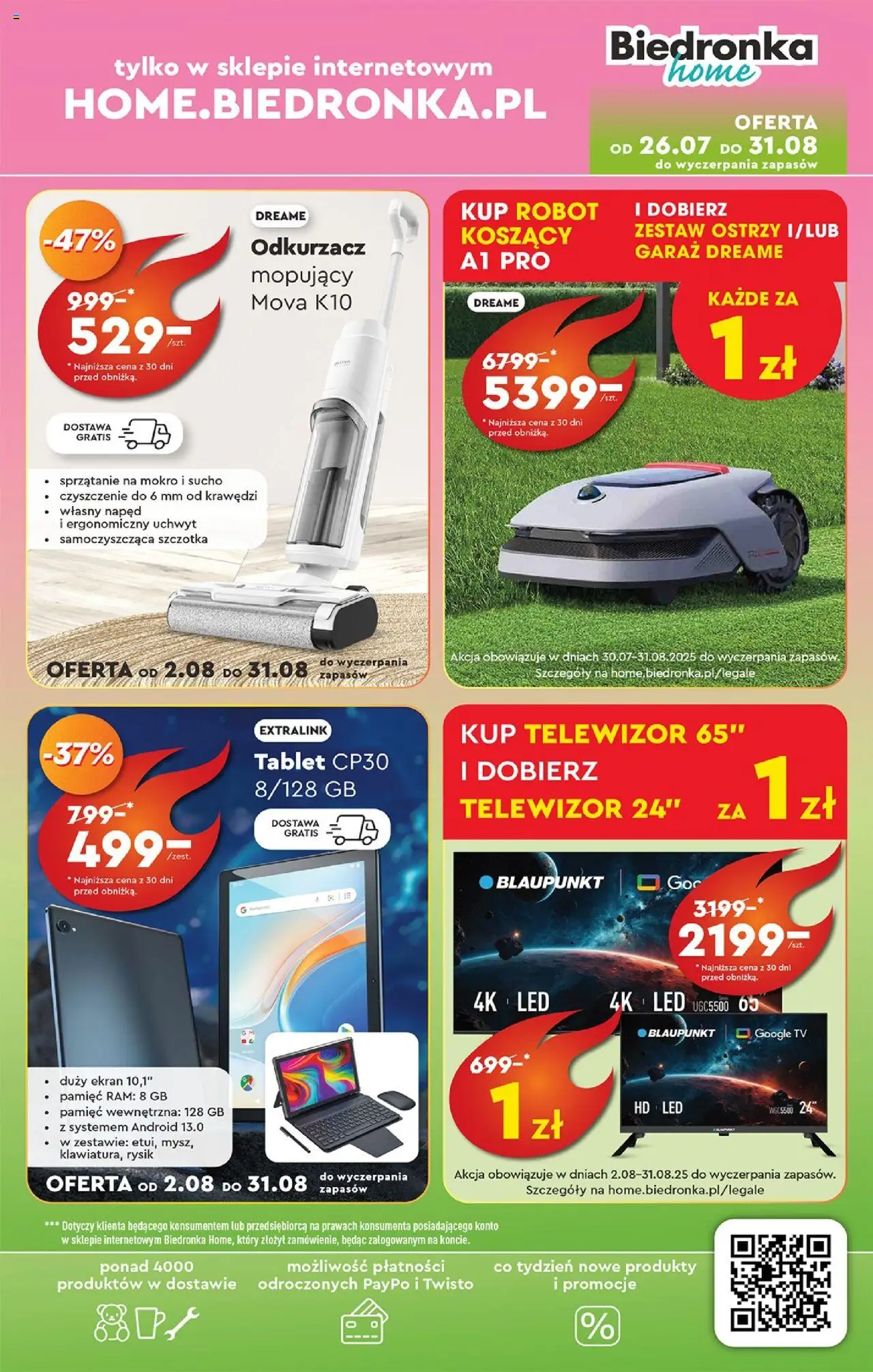 Biedronka gazetka - Home od 02.08.2025 | Strona: 5 | Produkty: Tablet, Telewizor, Odkurzacz, Cleaner