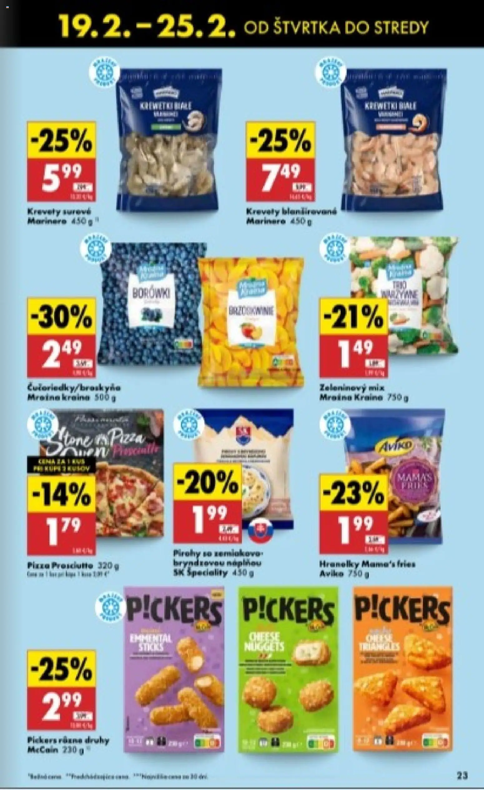 Nové Biedronka akcie – leták je platný od 19.02.2026 | Strana: 23 | Produkty: Pirohy, Krevety, Pizza