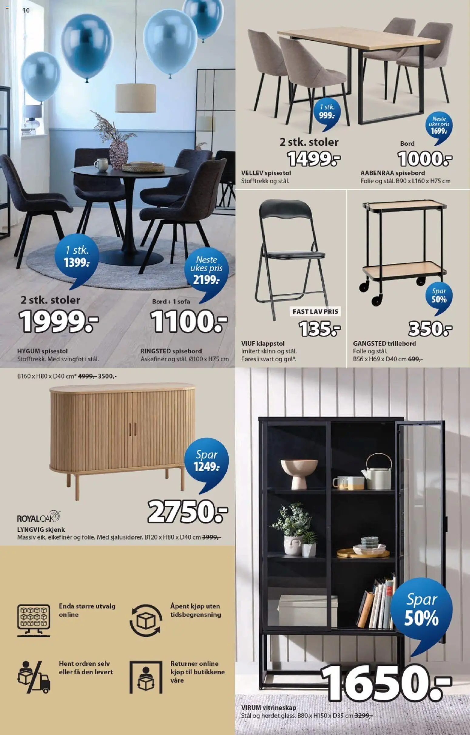 {H1} | Side: 10 | Produkter: Gown, Trillebord, Vitrineskap, Bord