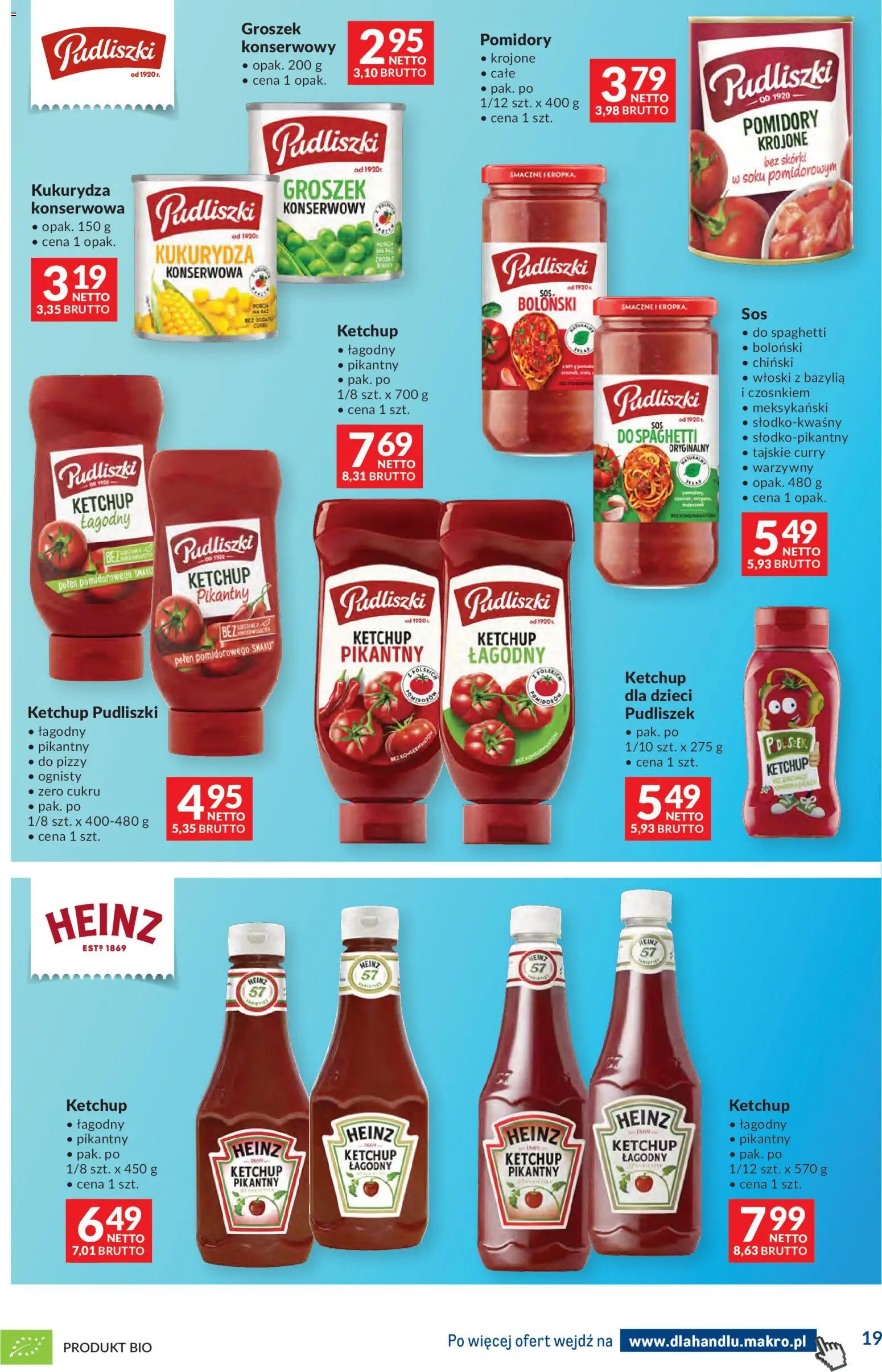 Makro Gazetka - Dystrybucja do sklepów od 11.11.2025 | Strona: 19 | Produkty: Ketchup, Ketchup pudliszki, Kukurydza, Pomidory