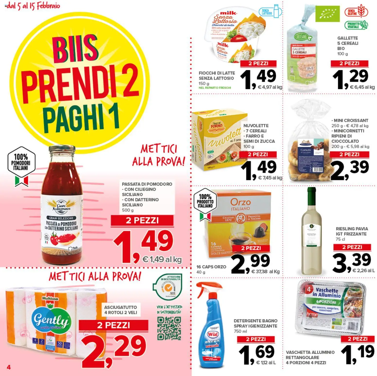Volantino Todis del 05.02.2026 | Pagina: 4 | Prodotti: Pomodoro, Zucca, Alluminio, Farro