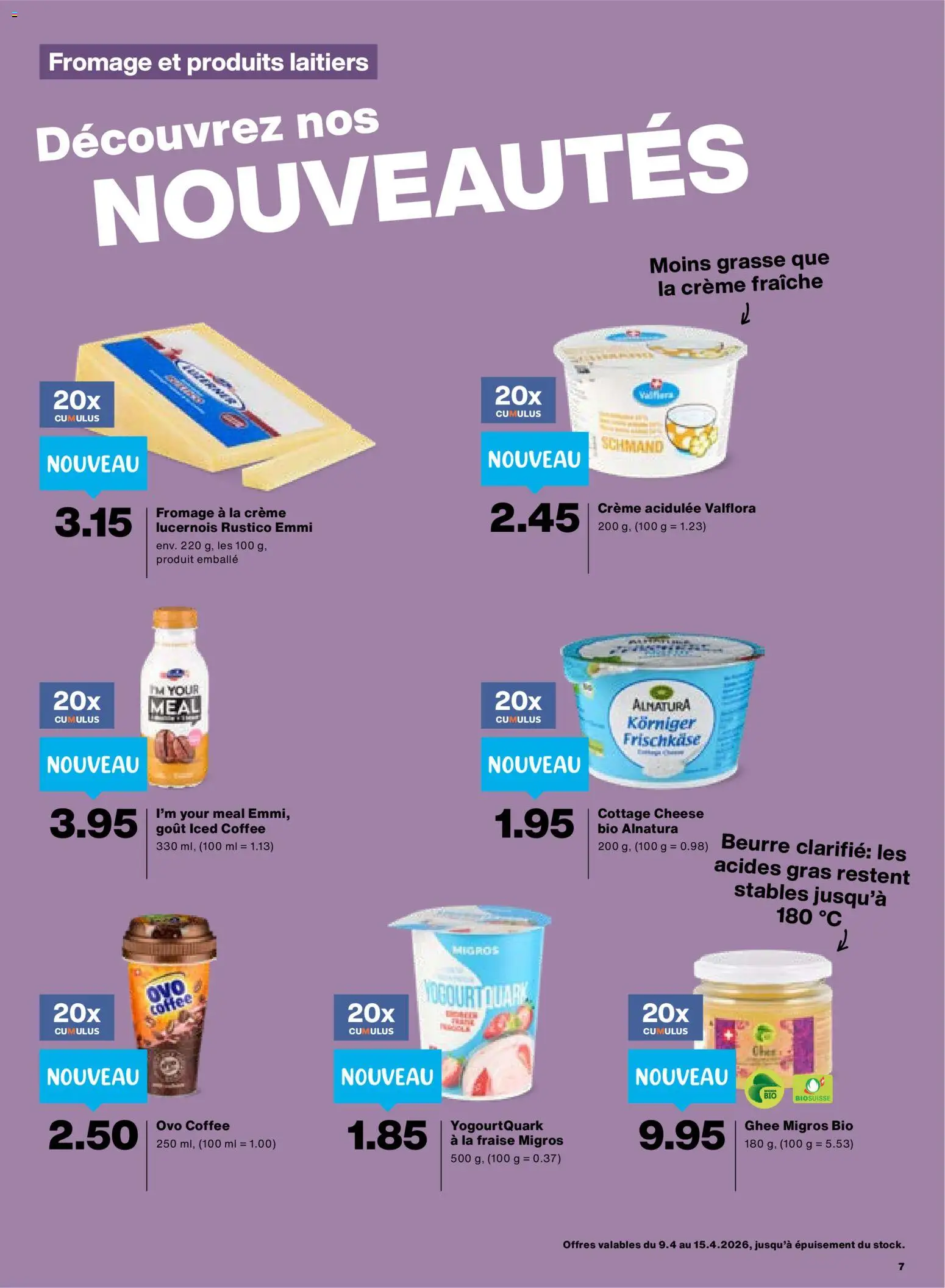 Migros aktionen FR – gültig ab 09.04.2026 | Seite: 7 | Produkte: Quark, Creme