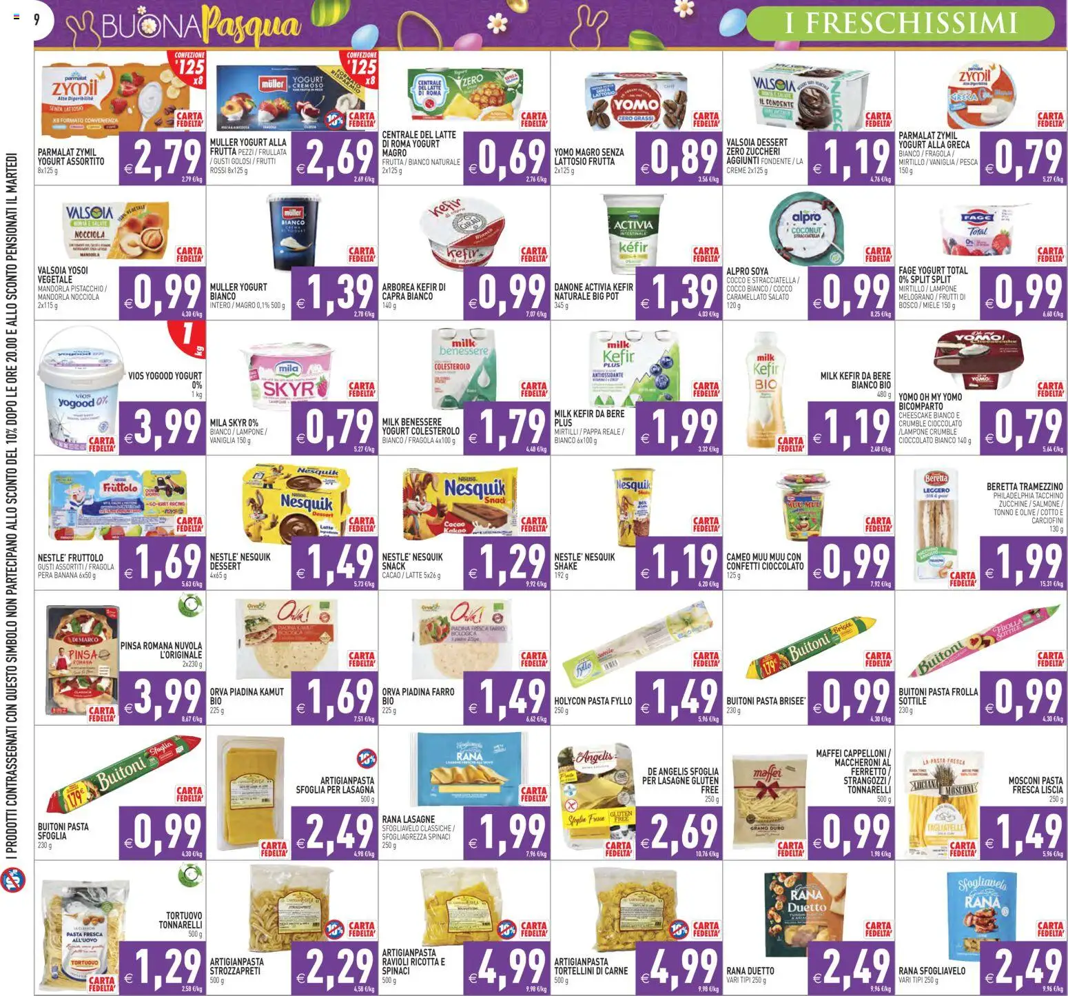 Volantino PIM Supermercati del 27.03.2026 | Pagina: 9 | Prodotti: Cioccolato, Pasta, Spinaci, Ricotta