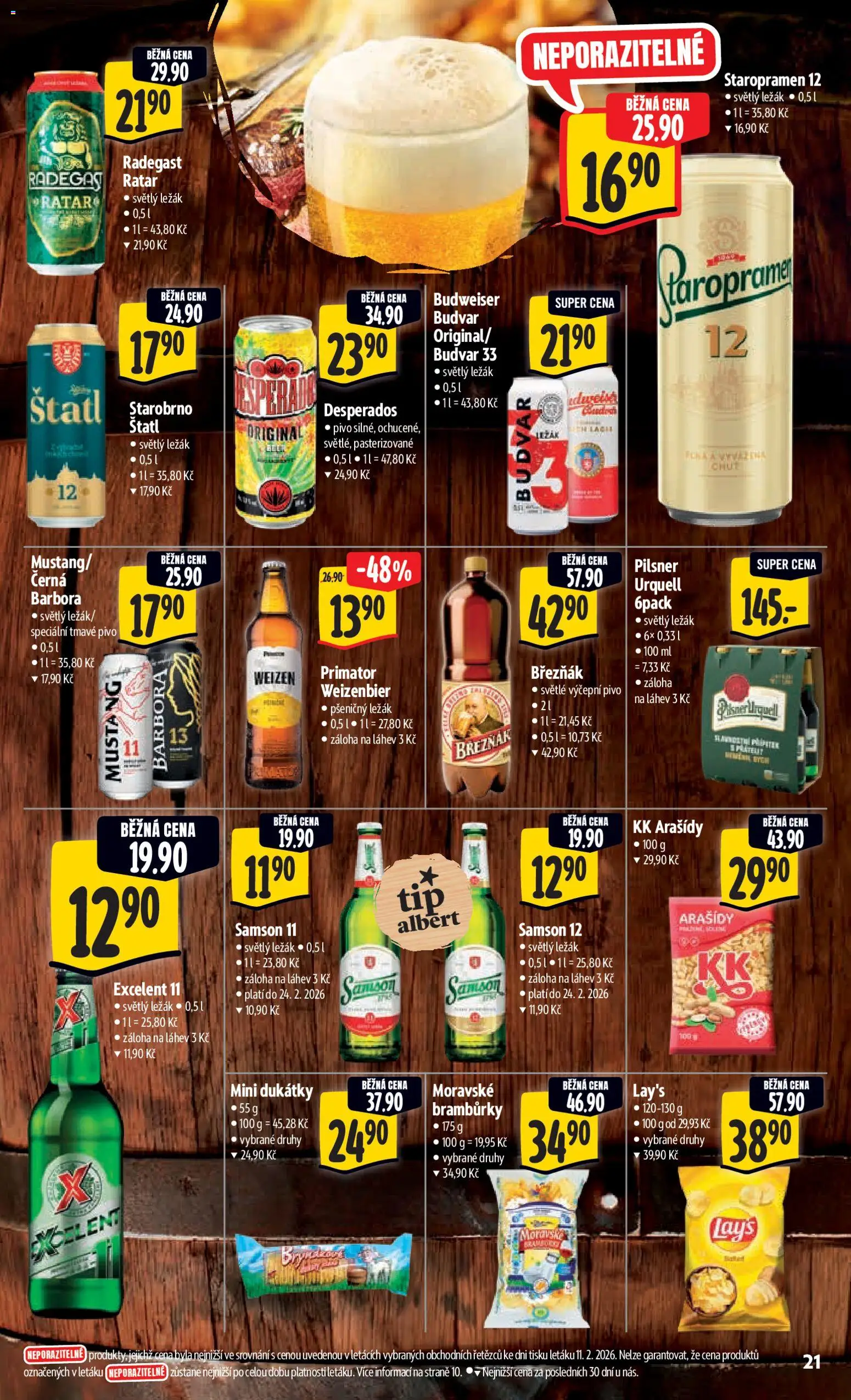 Albert leták - Hypermarket od 18.02.2026 | Strana: 29 | Produkty: Budvar, Staropramen, Pivo, Samson 12