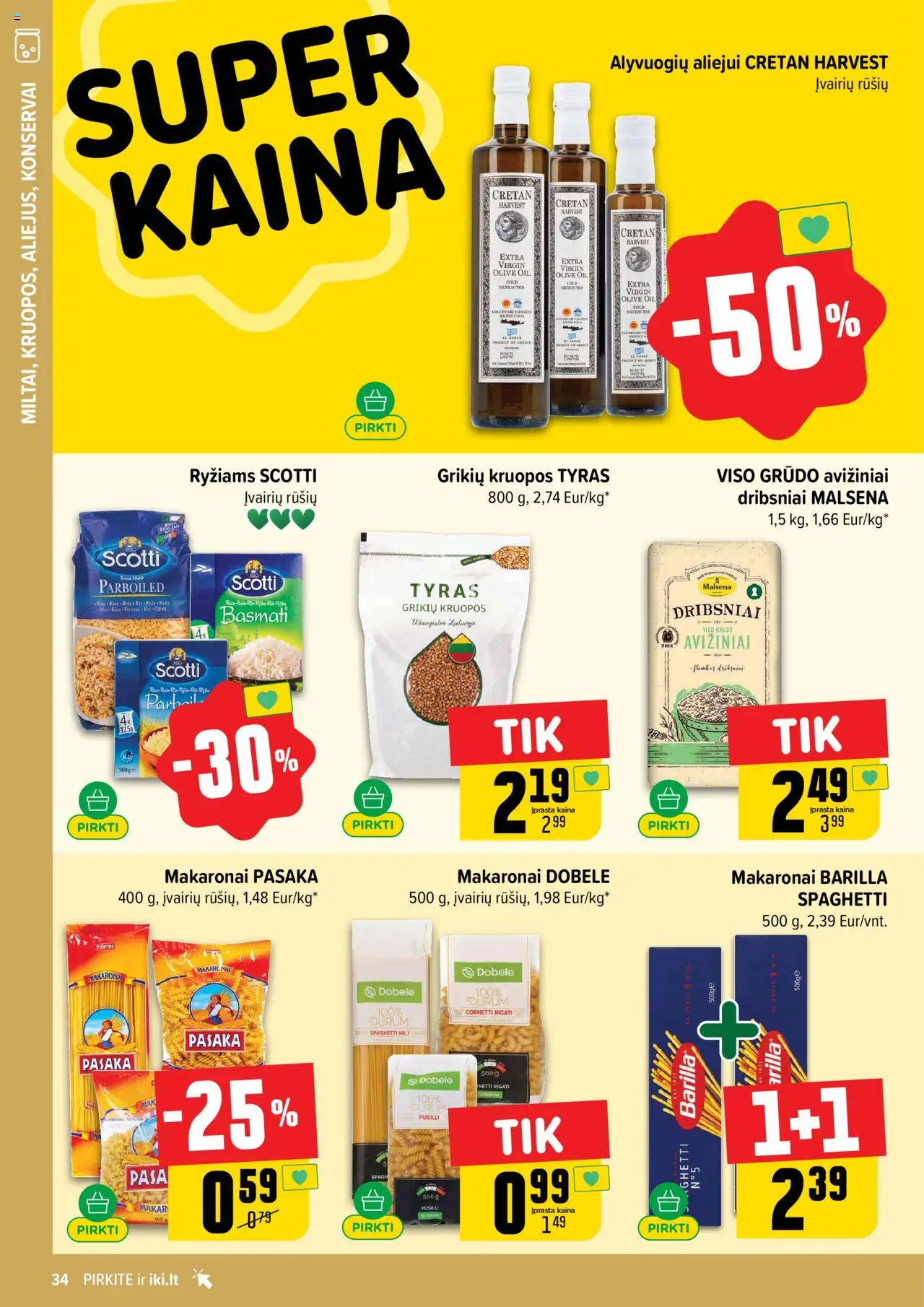 IKI akcijos nuo 15.09.2025 | Puslapis: 34 | Prekių: Kruopos, Konservai, Dribsniai, Makaronai