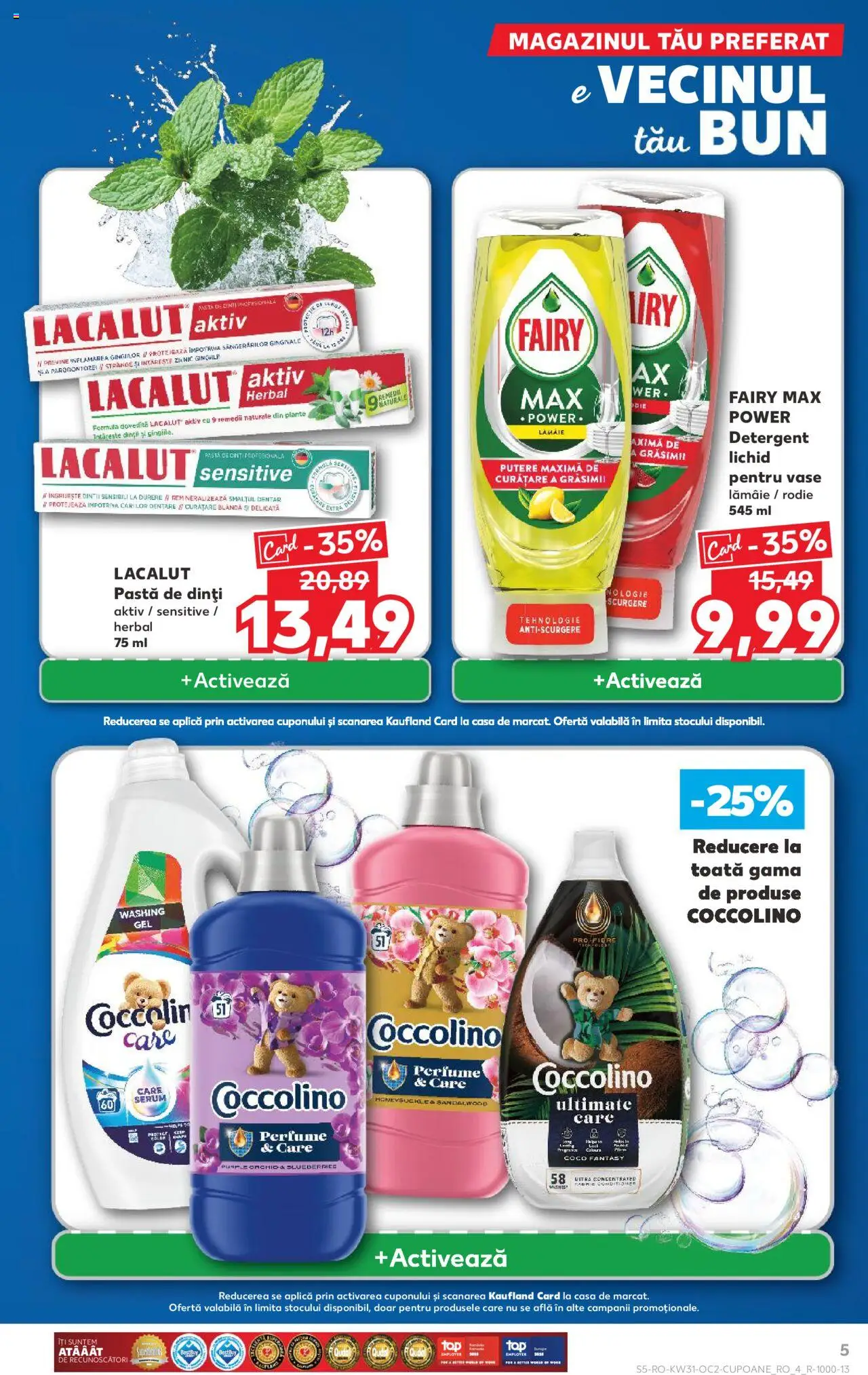 Kaufland RO akciós ujság - amely érvényes a következő dátumtól: 30.07.2025 | Oldal: 5 | Termékek: Coccolino
