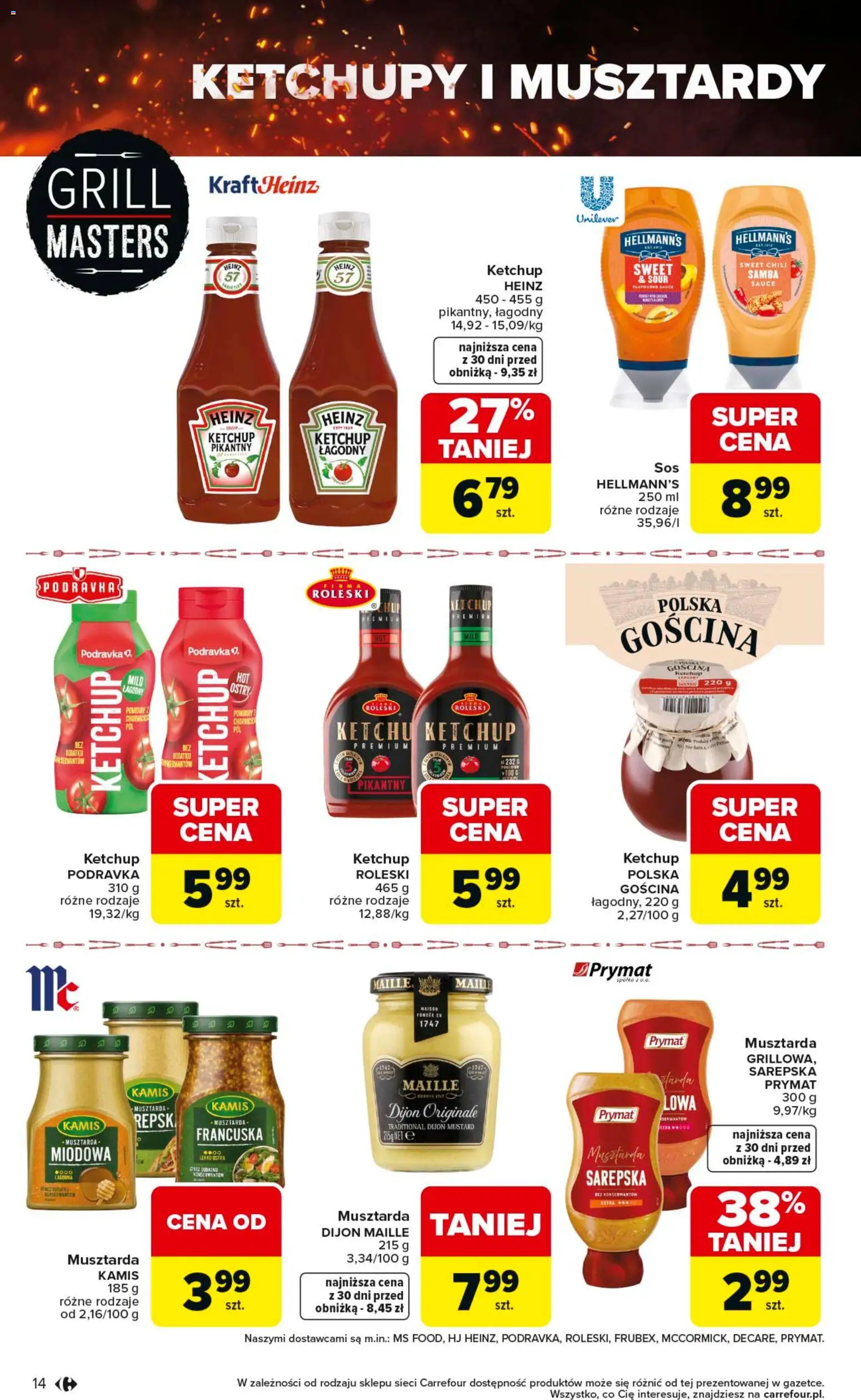 Carrefour gazetka - Misja:Grill Cię wzywa od 23.04.2026 | Strona: 14 | Produkty: Chili, Ketchup, Grill, Musztarda