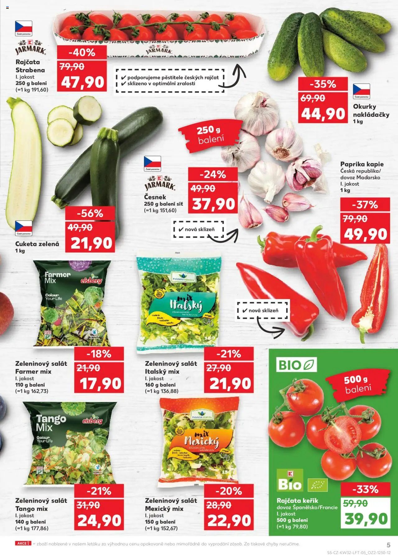Kaufland leták - Praha 4 od 06.08.2025 | Strana: 5 | Produkty: Síť, Salát, Cuketa, Česnek