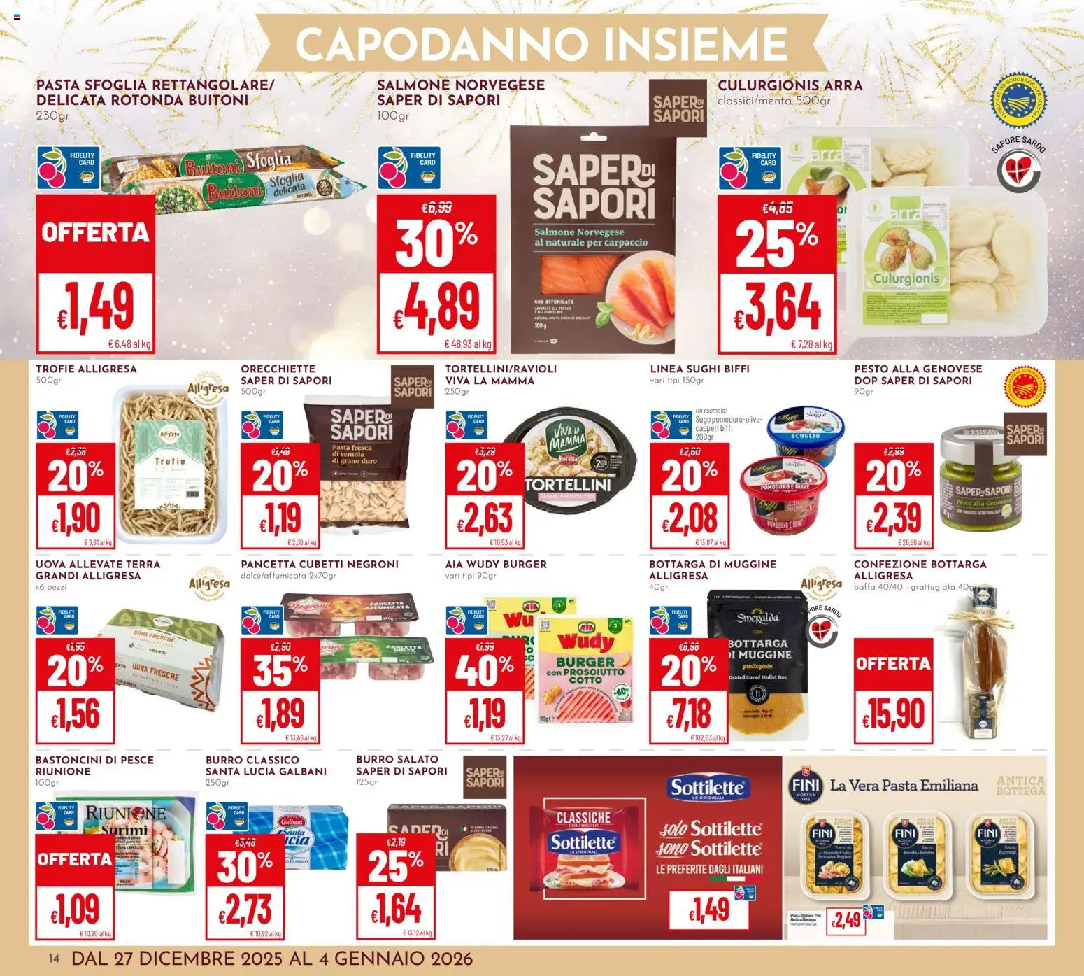 Volantino Pan del 27.12.2025 | Pagina: 14 | Prodotti: Uova, Salmone, Pasta sfoglia, Pasta