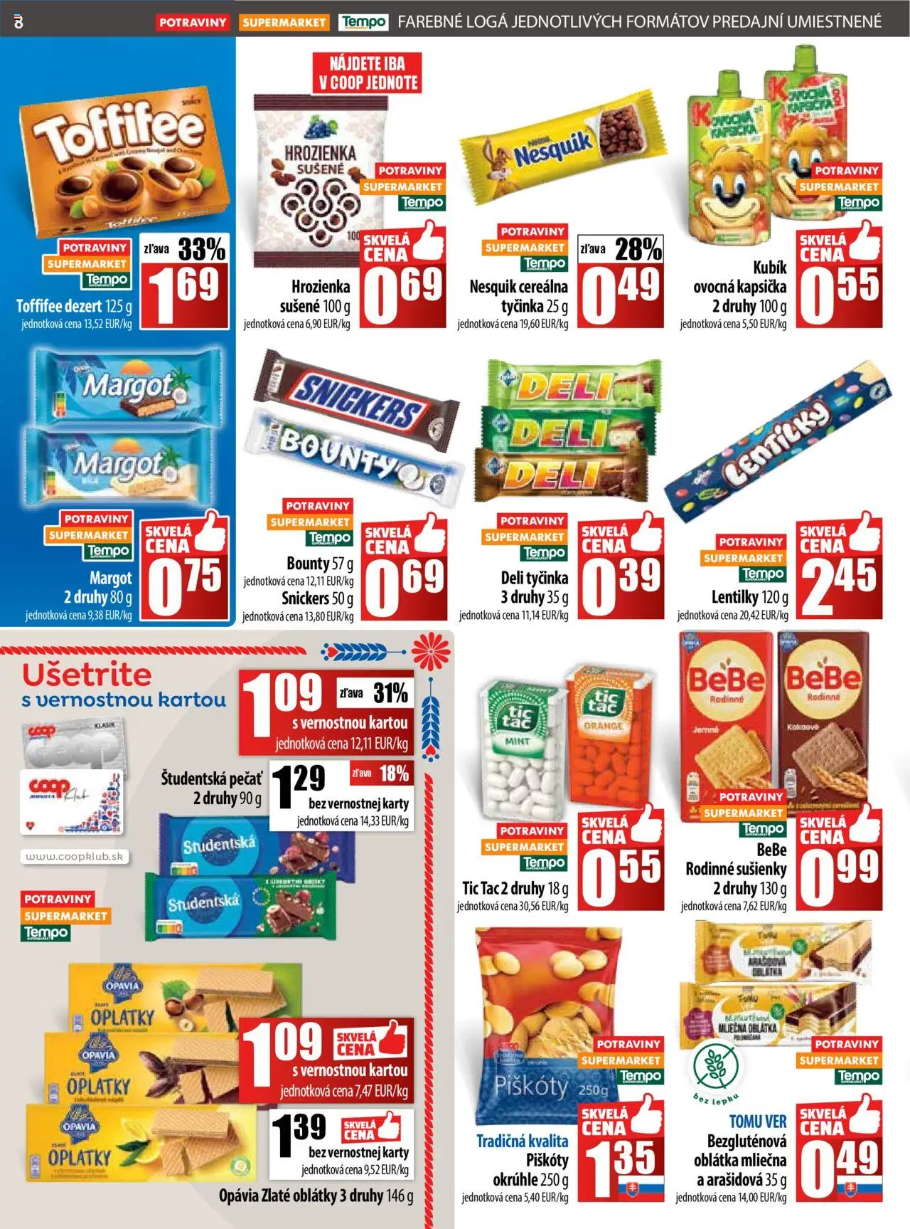 Nové COOP Jednota akcie – leták je platný od 16.10.2025 | Strana: 8 | Produkty: Toffifee, Študentská pečať, Hrozienka, Nesquik