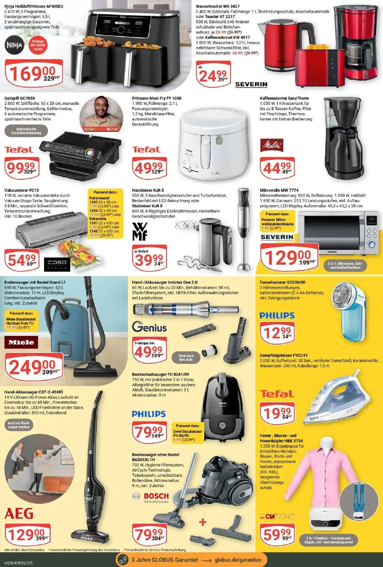 Globus prospekt Hermsdorf	 - gültig ab dem 03.08.2025 | Seite: 25 | Produkte: Wasserkocher, Toaster, Vakuumierer, Heißluftfritteuse