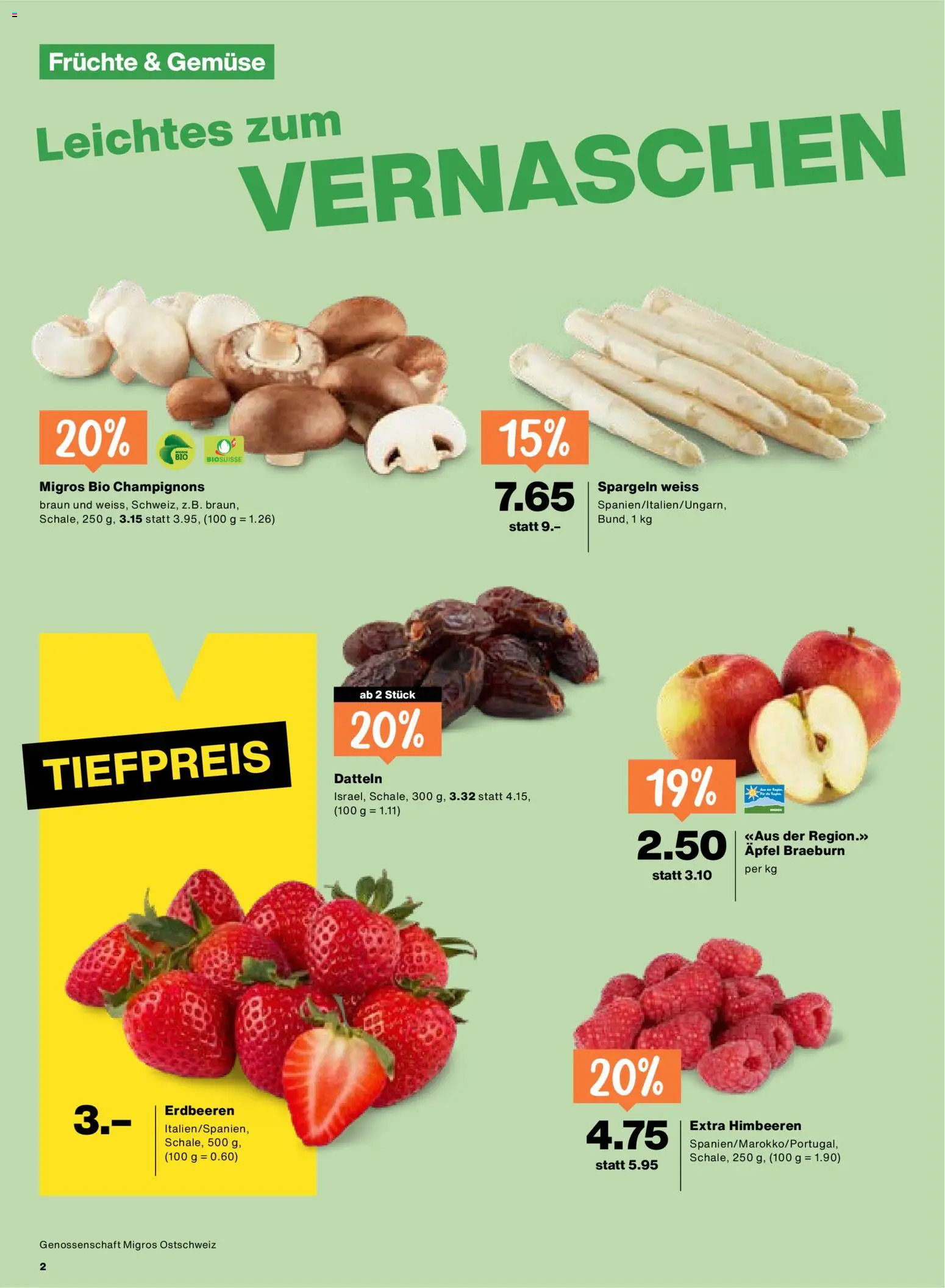 Migros aktionen – gültig ab 30.04.2026 | Seite: 2 | Produkte: Äpfel, Gemüse, Erdbeeren, Früchte