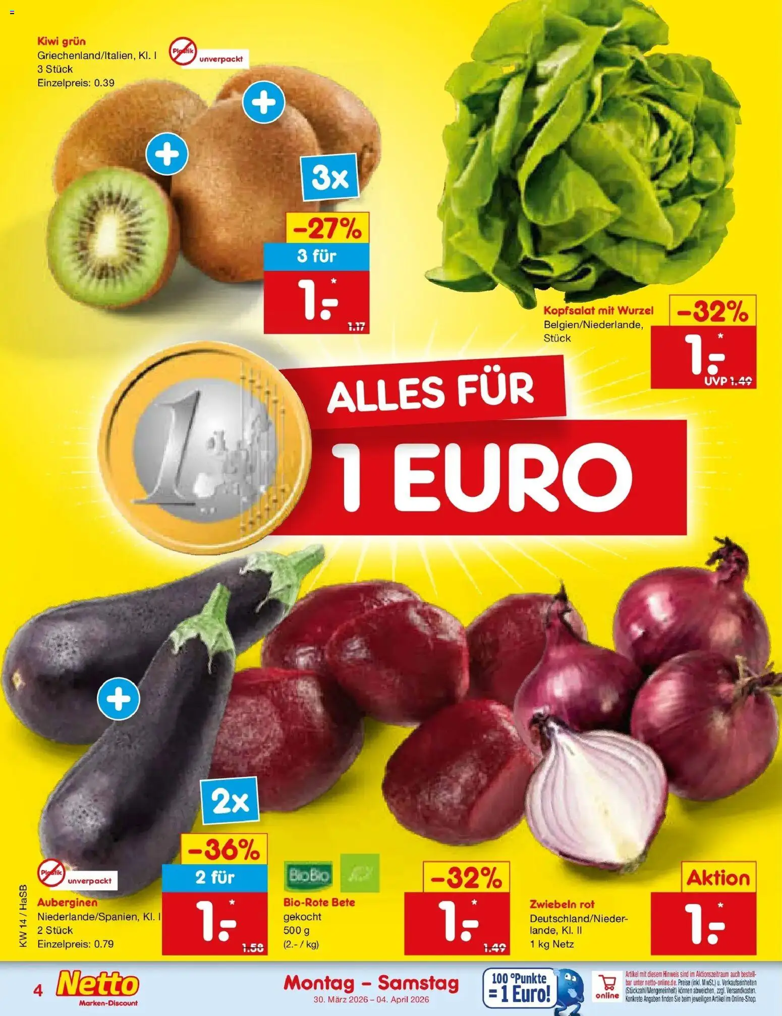 Netto Marken-Discount Prospekt Wuppertal	 – gültig ab 29.03.2026 | Seite: 4 | Produkte: Zwiebeln, Kiwi