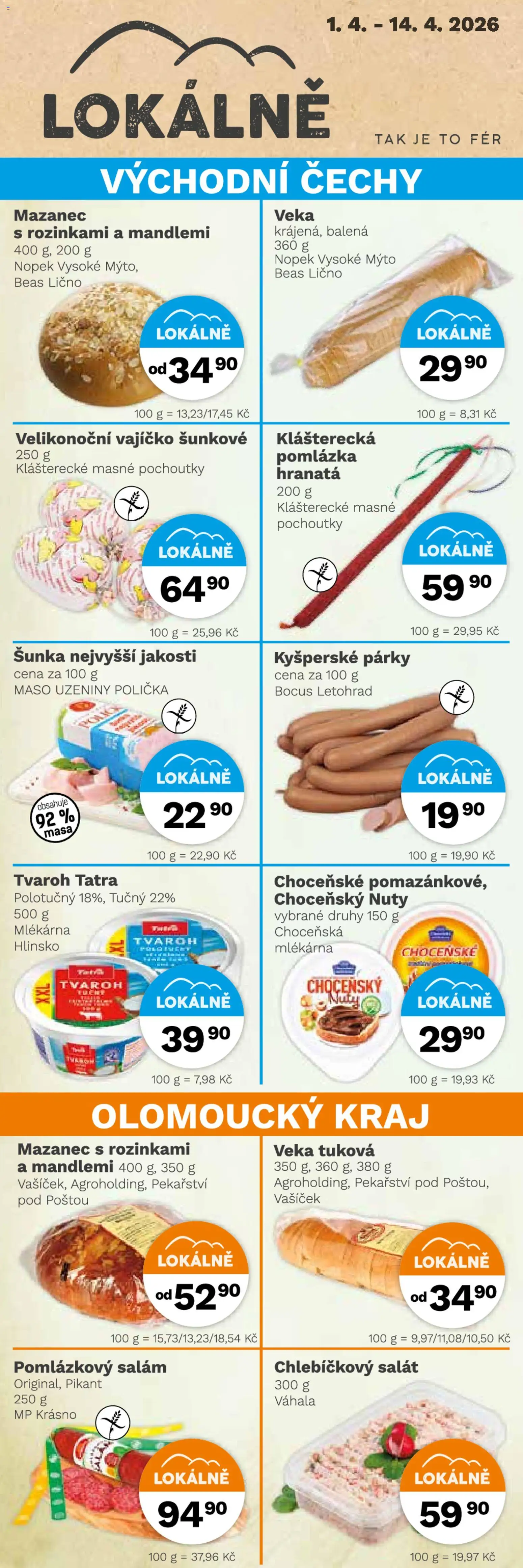 Konzum leták od 01.04.2026 | Strana: 2 | Produkty: Veka, Salám, Párky, Mazanec