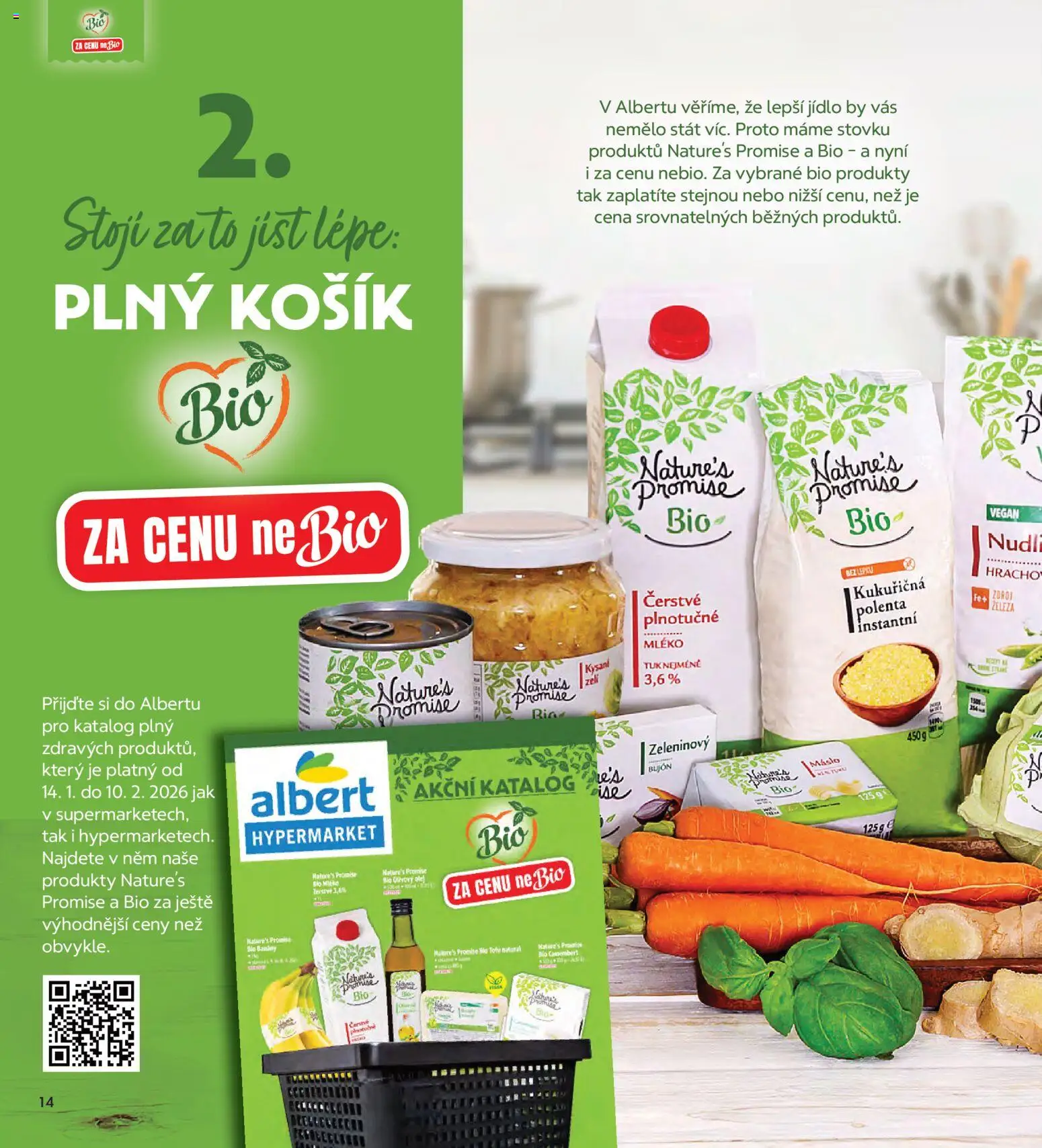 Albert magazín od 01.01.2026 | Strana: 14 | Produkty: Vegan, Mléko, Plnotučné mléko, Košík