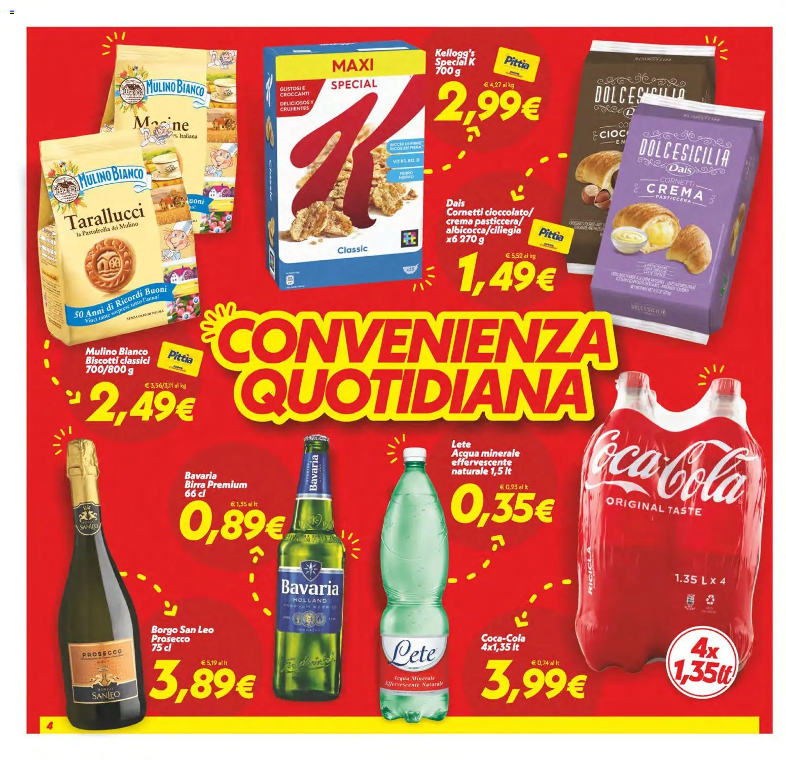 Volantino SuperConveniente del 24.10.2025 | Pagina: 4 | Prodotti: Birra, Acqua, Olio, Coca Cola