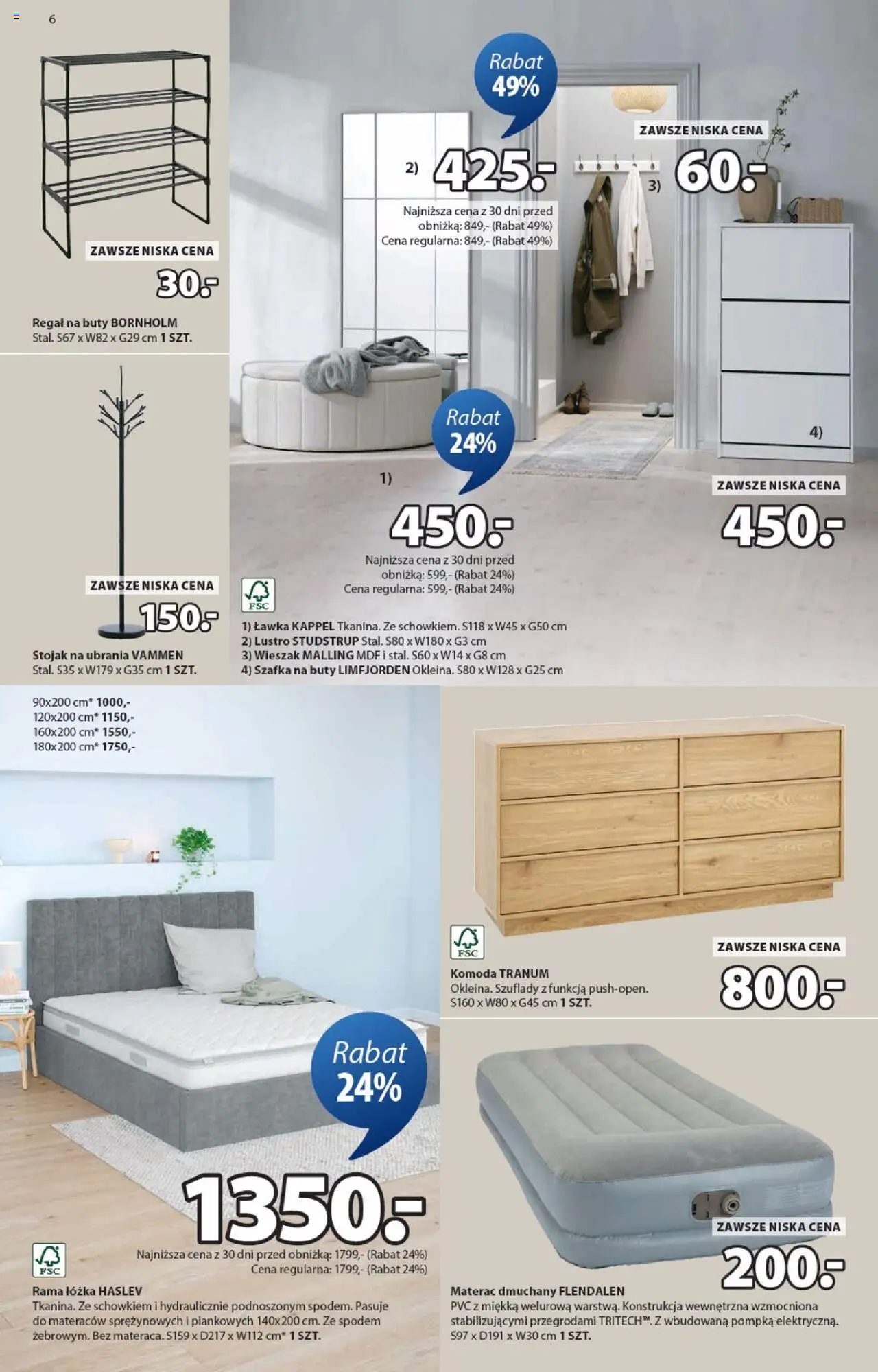 JYSK Gazetka od 10.09.2025 | Strona: 6 | Produkty: Buty, Materac, Lustro, Wieszak