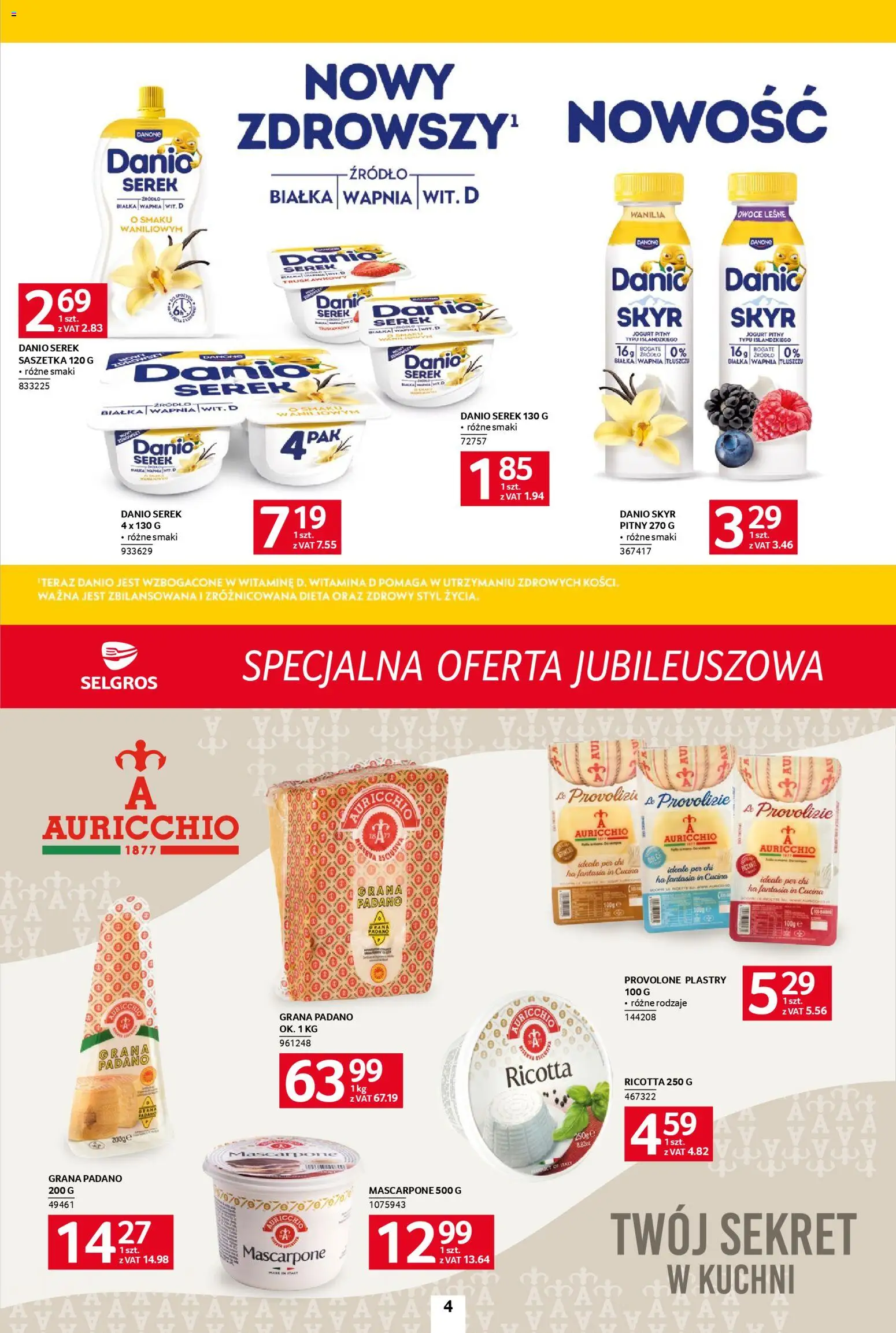 Selgros cash&carry Gazetka - Specjalna oferta jubileuszowa od 06.11.2025 | Strona: 4 | Produkty: Grana padano, Serek, Jogurt, Owoce