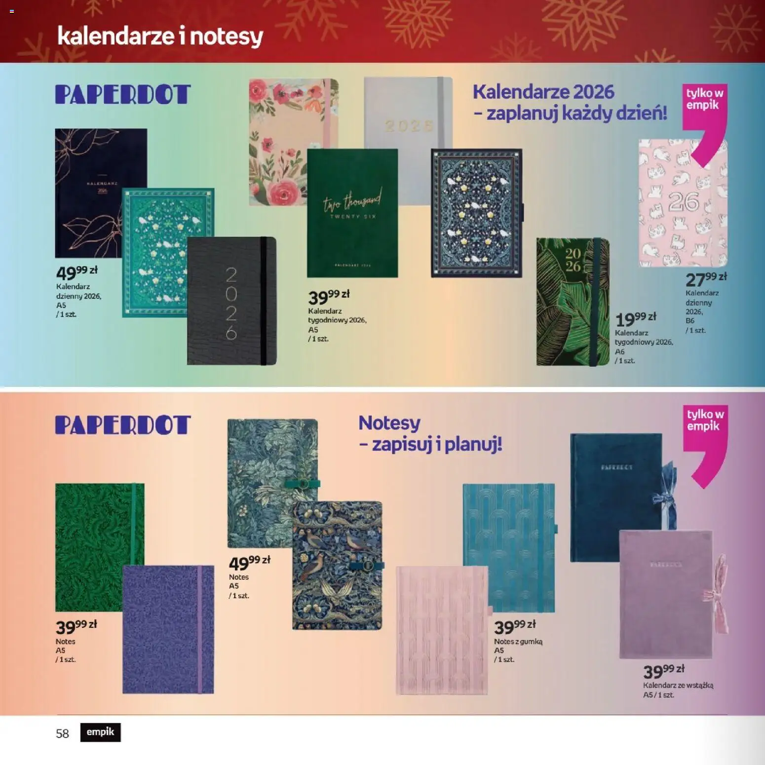 Empik promocje - Witaj w klubie znajdujących trafione prezenty dla każdego od 10.12.2025 | Strona: 58 | Produkty: Kalendarz