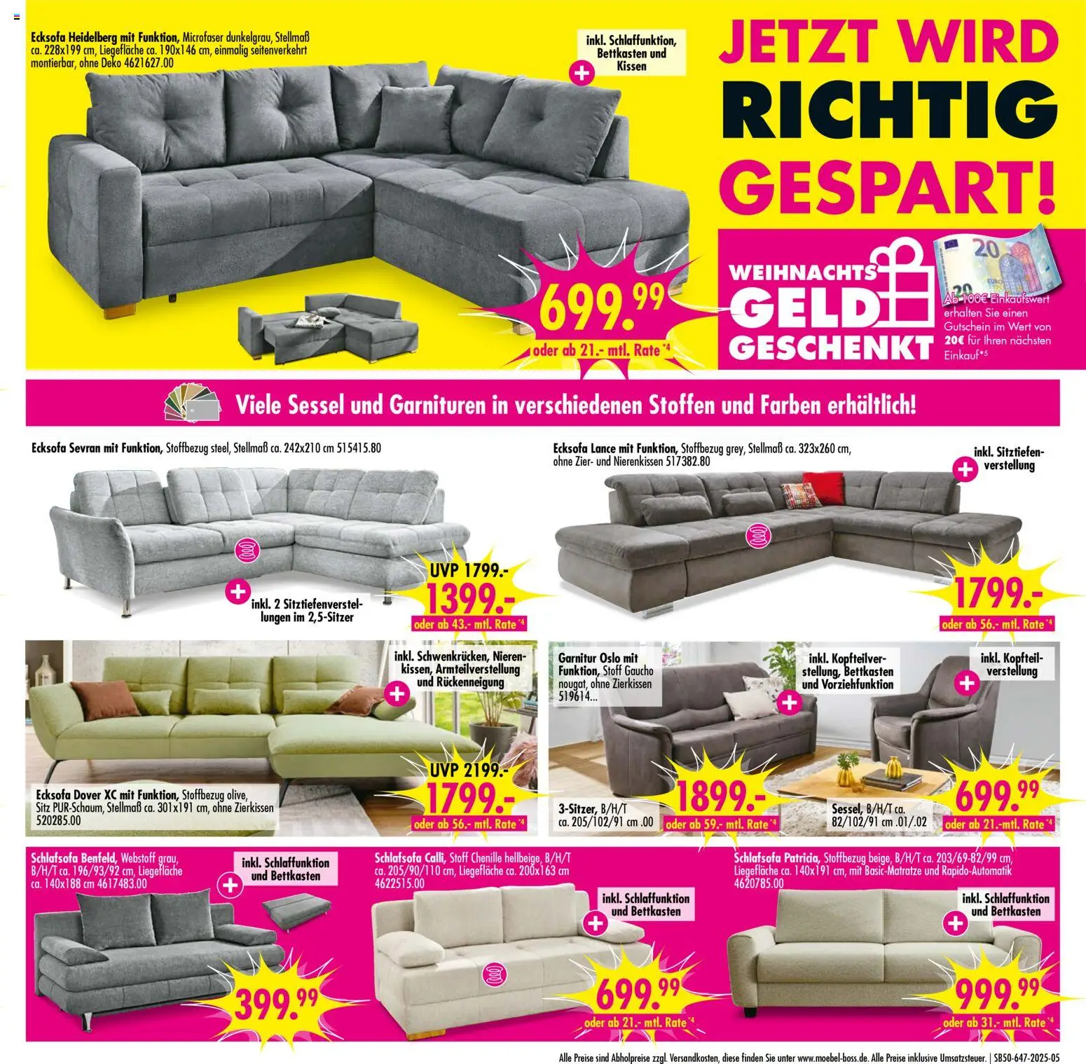 SB Möbel Boss Prospekt Neubrandenburg	 – gültig ab 06.12.2025 | Seite: 5 | Produkte: Schlafsofa, Ecksofa, Kissen, Sessel