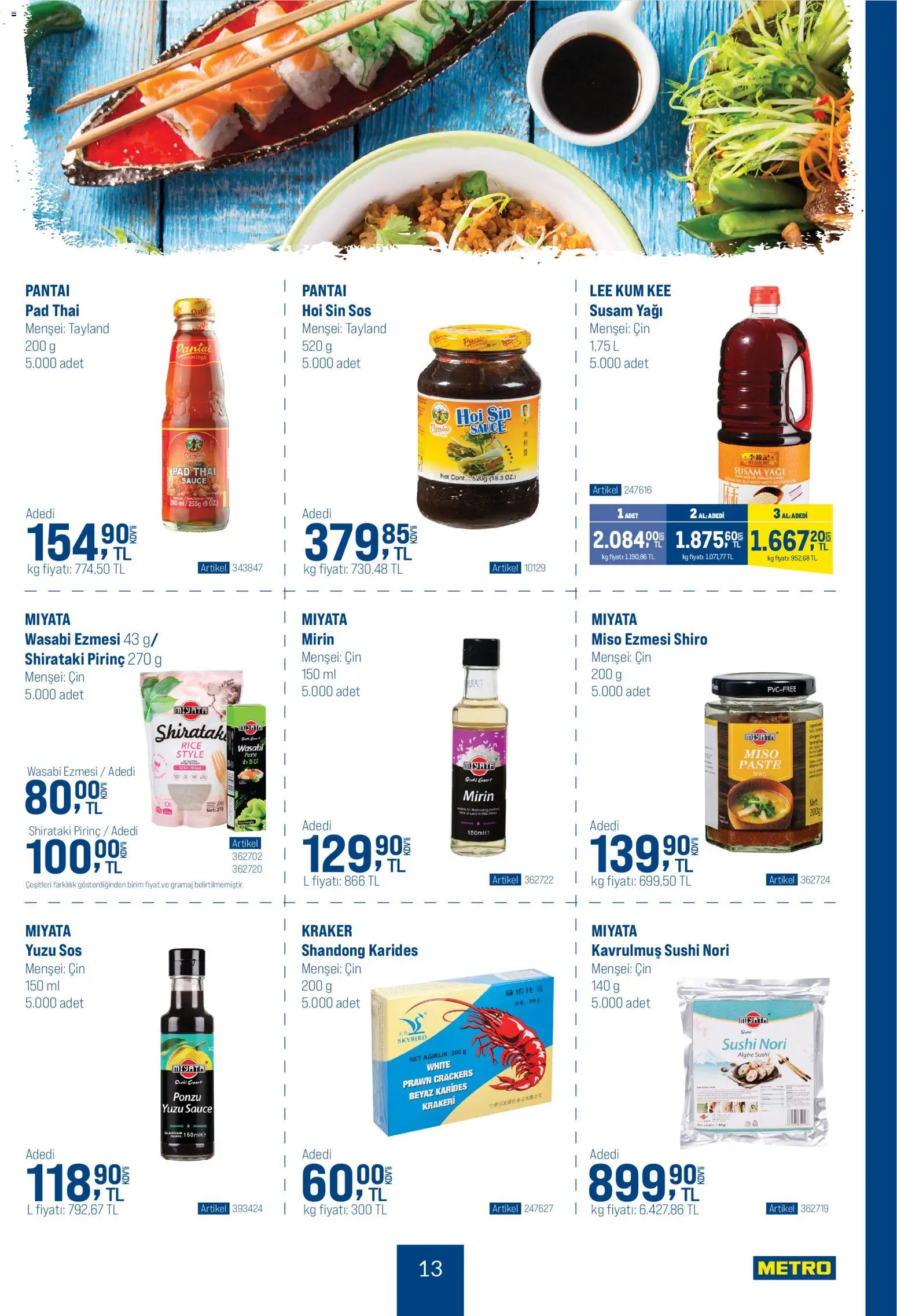 Metro - Dünya Mutfakları - 26.11.2025 tarihinden itibaren geçerlidir | Sayfa: 13 | Ürünler: Pirinç, Cin, Sos, Ağırlık