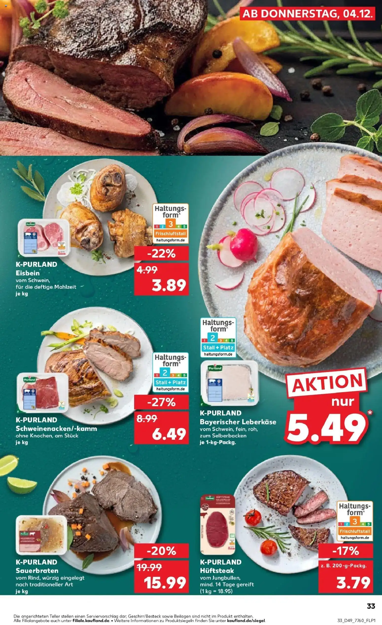 Kaufland prospekt Ingolstadt	 – gültig ab 08.12.2025 | Seite: 33 | Produkte: Steak, Leberkase