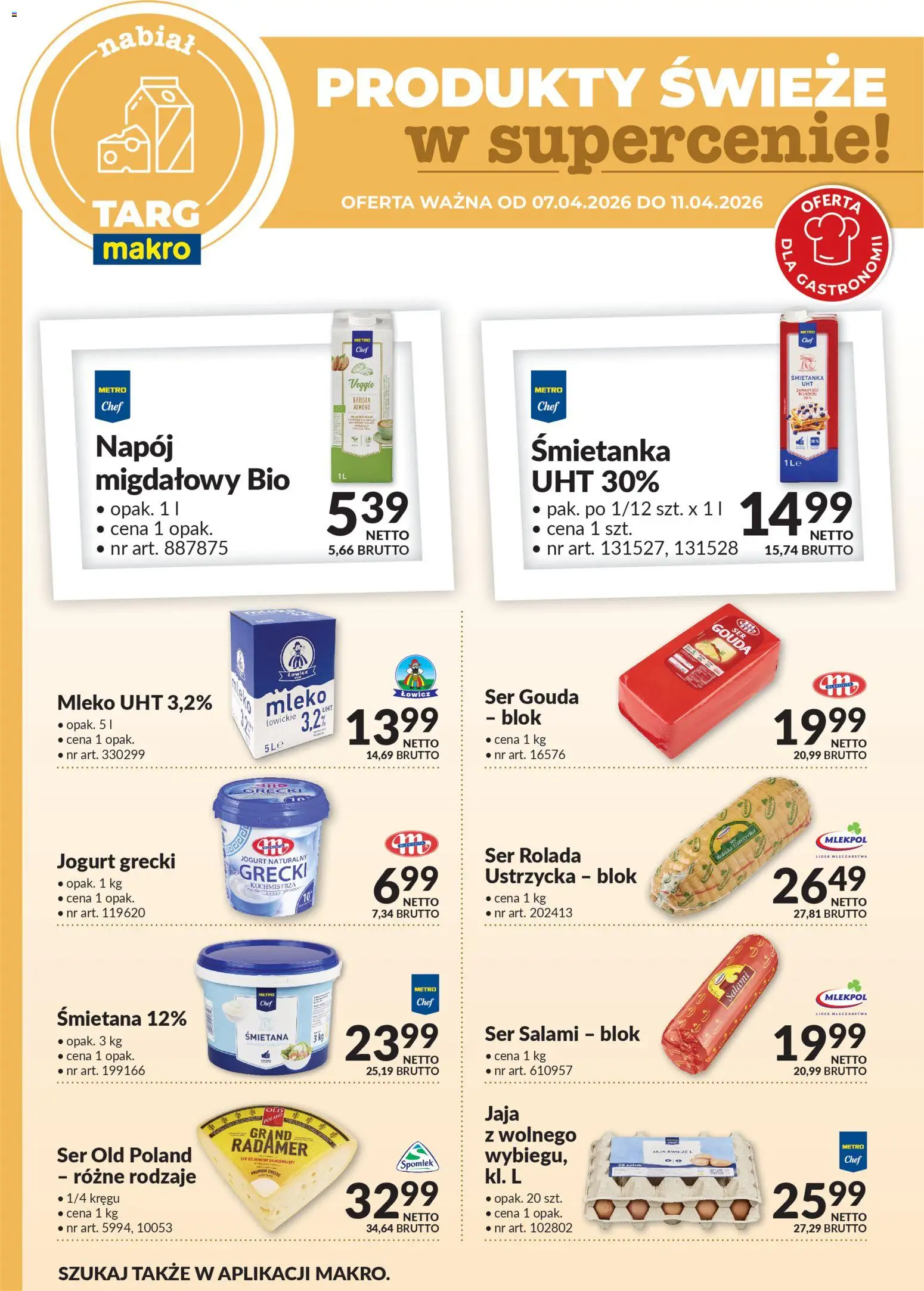 Makro gazetka - Produkty świeże w supercenie od 07.04.2026 | Strona: 3 | Produkty: Jogurt grecki, Rolada, Ser, Śmietana