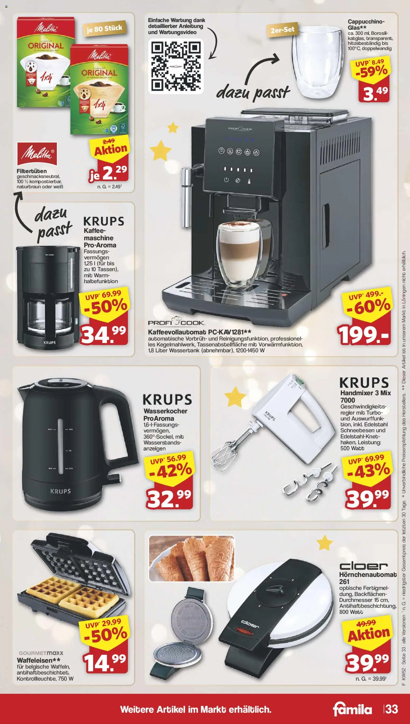 Famila Nordwest Prospekt 	 – gültig ab 22.12.2025 | Seite: 33 | Produkte: Melitta, Krups, Wasserkocher, Kaffeevollautomat