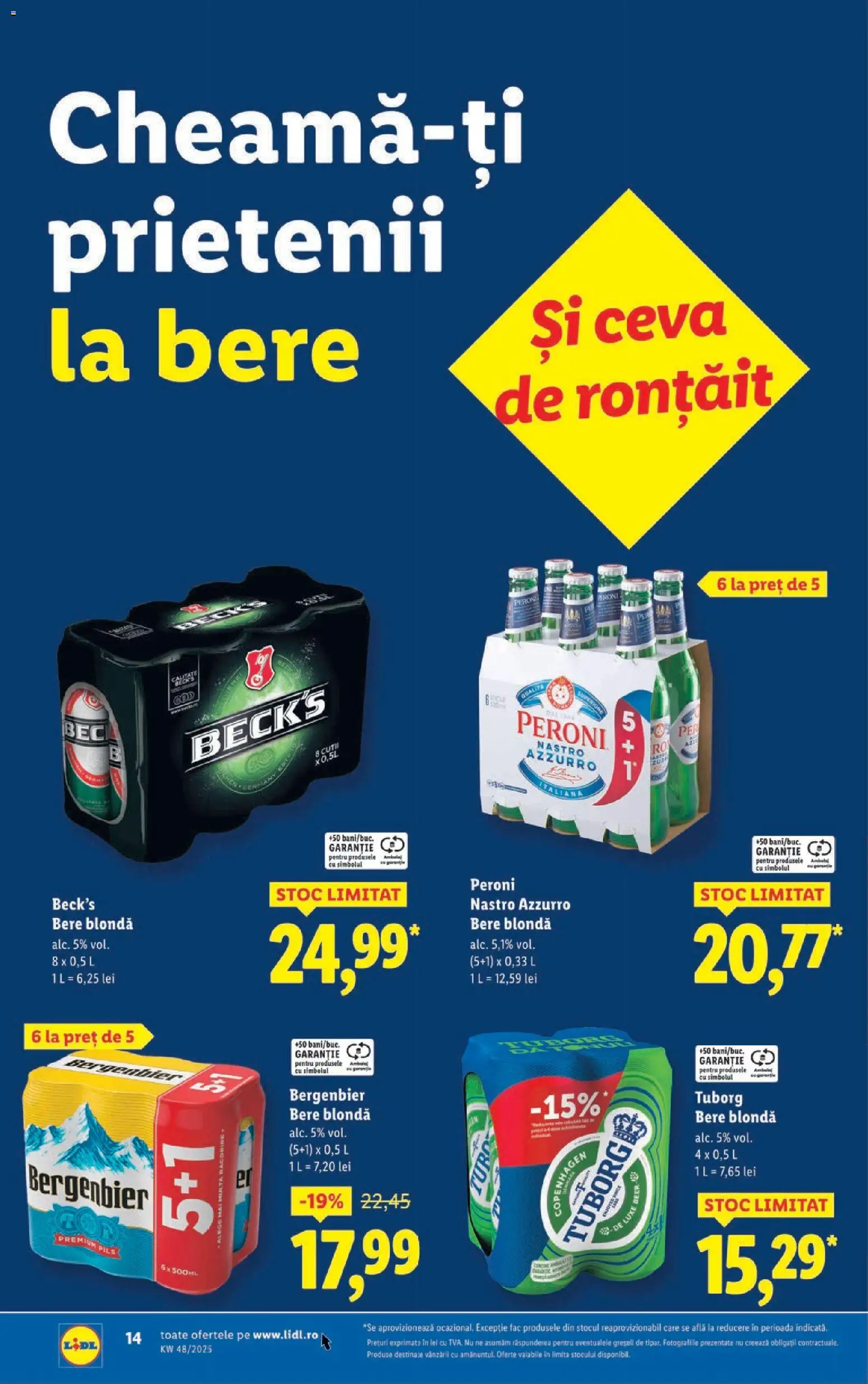 Noul catalog Lidl – valabil de la 24.11.2025 | Pagină: 14 | Produse: Bere, Plastik Kulübe