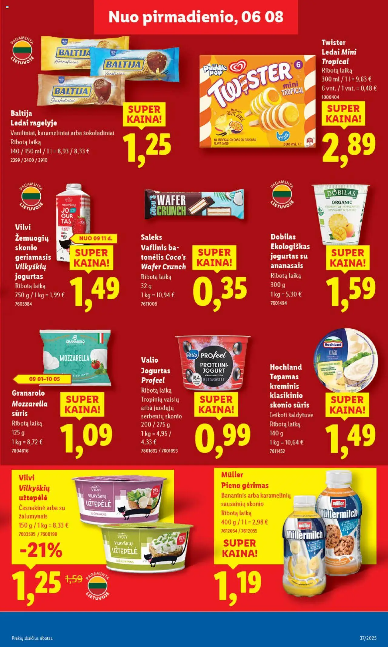 LIDL akcijos nuo 08.09.2025 | Puslapis: 23 | Prekių: Ledai, Užtepėlė, Jogurtas, Sūris
