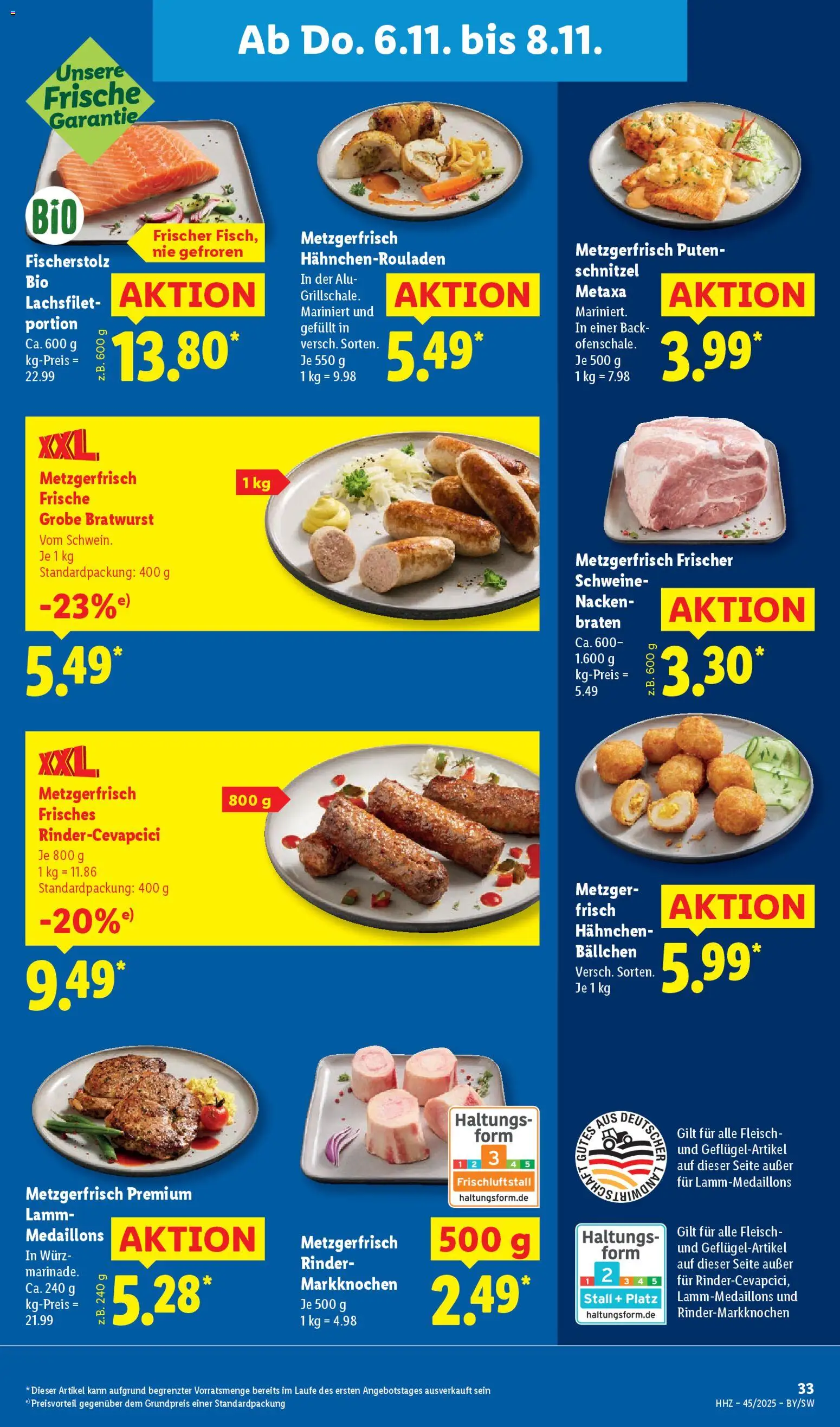 Lidl Prospekt Nagold – gültig ab 03.11.2025 | Seite: 57 | Produkte: Hahnchen, Bratwurst, Schnitzel, Fleisch