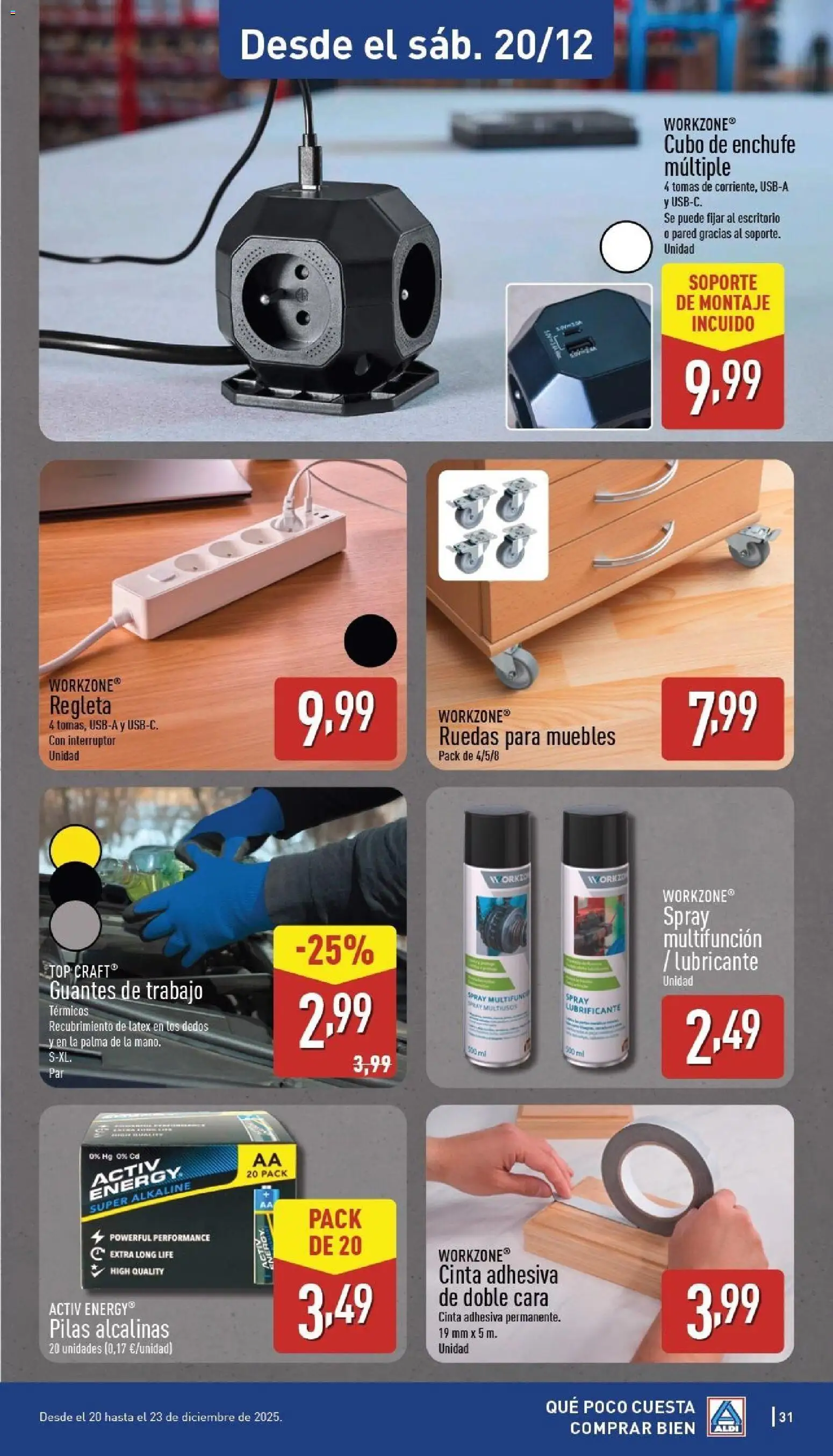 Aldi folleto Península │ válido desde el 15.12.2025 | Página: 31 | Productos: Noodles αυγού, Guantes, Muebles, Enchufe