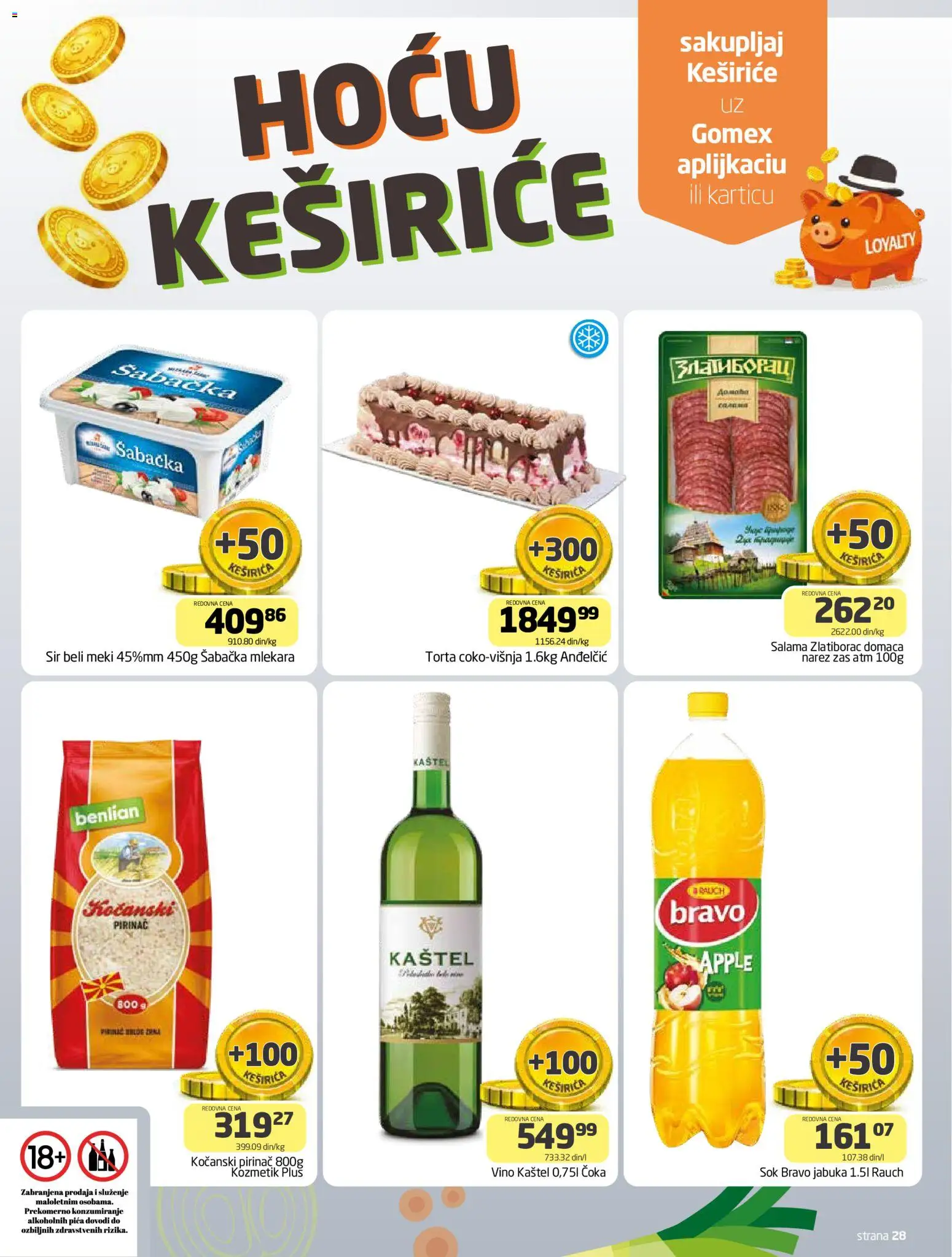 Gomex katalog - važi od 04.03.2026 | Strana: 28 | Proizvode: Sir, Salama, Sok, Pirinač