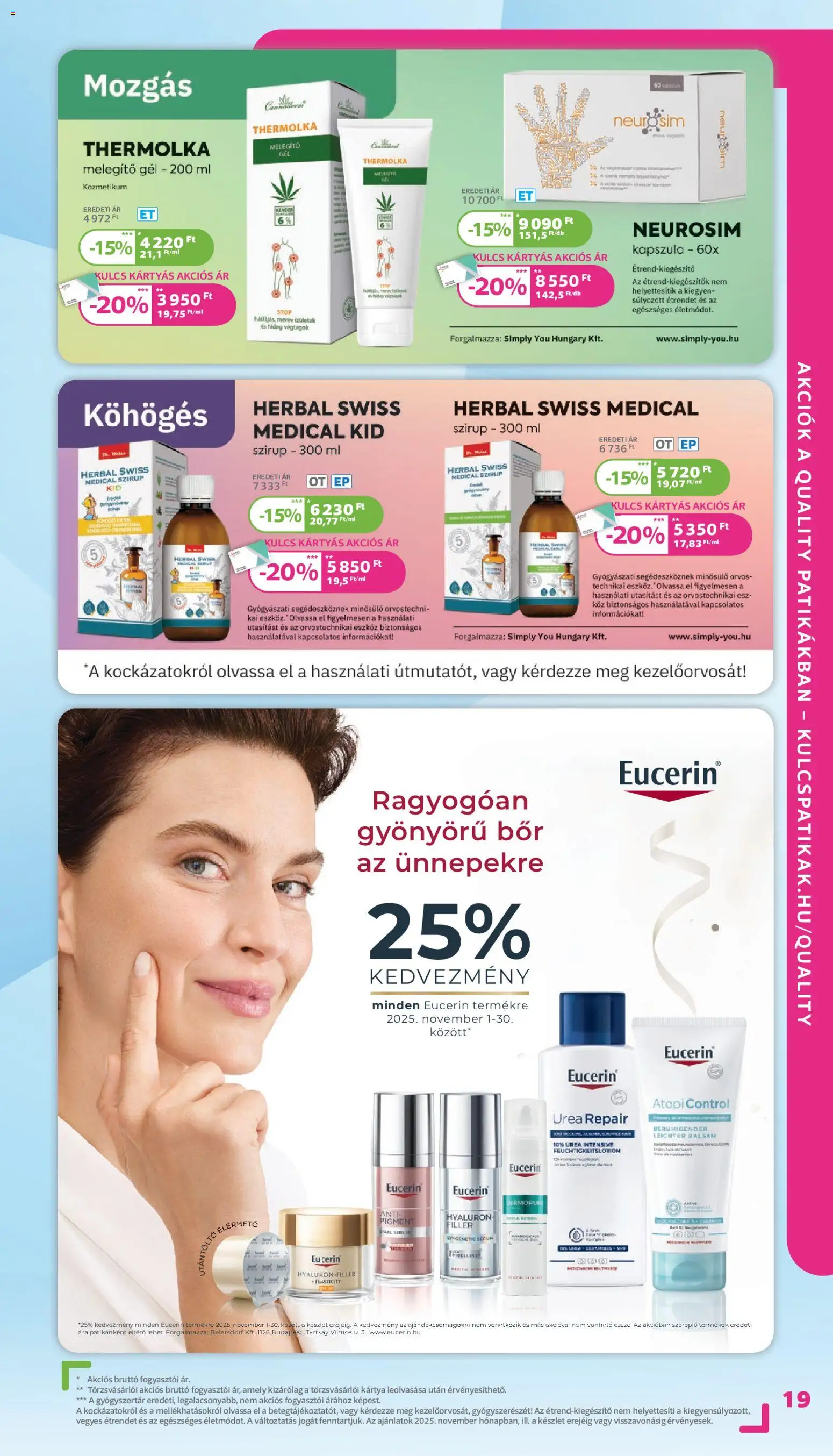 Kulcs Patika akciós ujság - amely érvényes a következő dátumtól: 01.11.2025 | Oldal: 19 | Termékek: Töltő, Bor