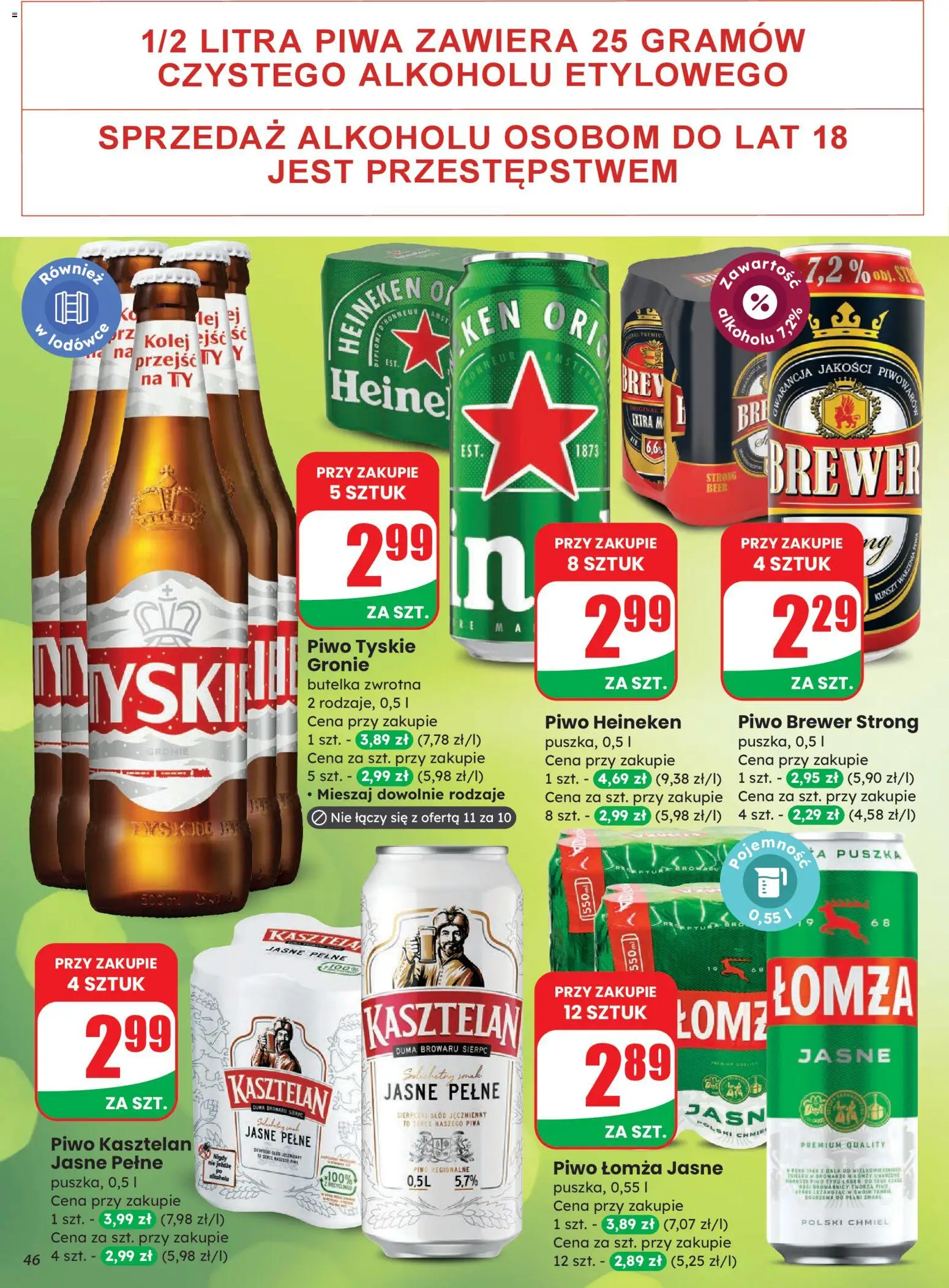 Dino Gazetka od 12.11.2025 | Strona: 46 | Produkty: Tyskie, Piwo, Piwo brewer, Heineken
