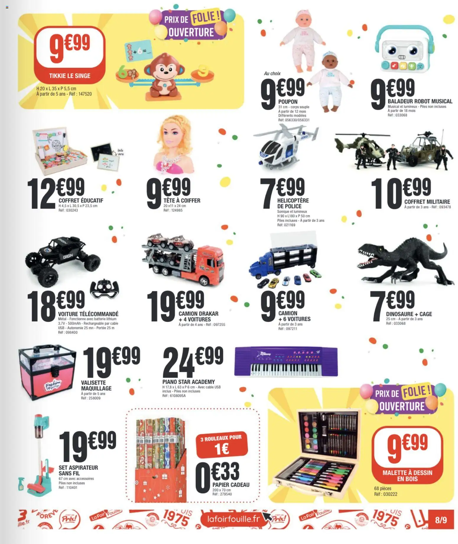 {H1} | Page: 9 | Produits: Aspirateur, Papier cadeau, Piano, Télécommande