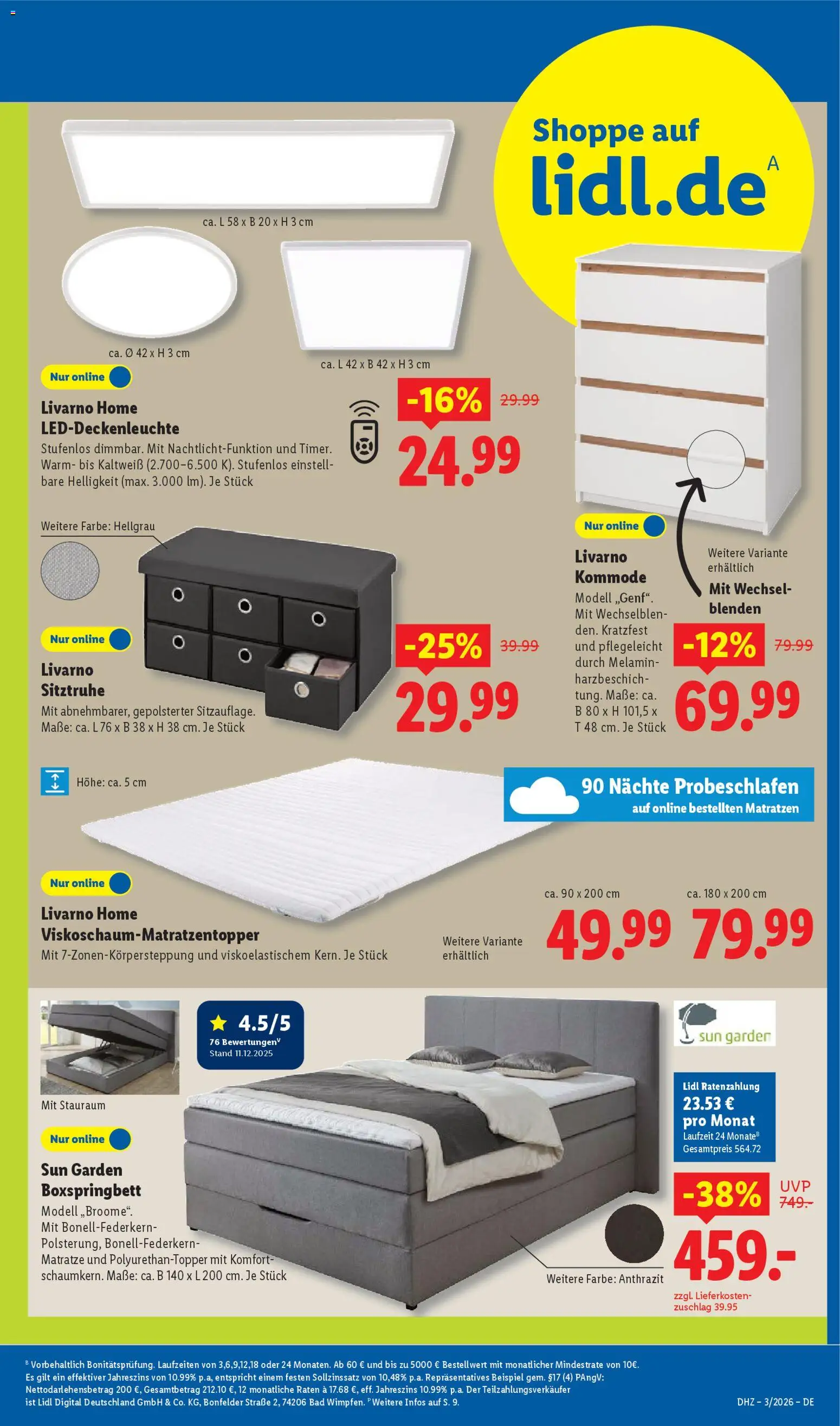 Lidl Prospekt Kornwestheim – gültig ab 12.01.2026 | Seite: 39 | Produkte: Matratze, Kommode, Boxspringbett, Bad