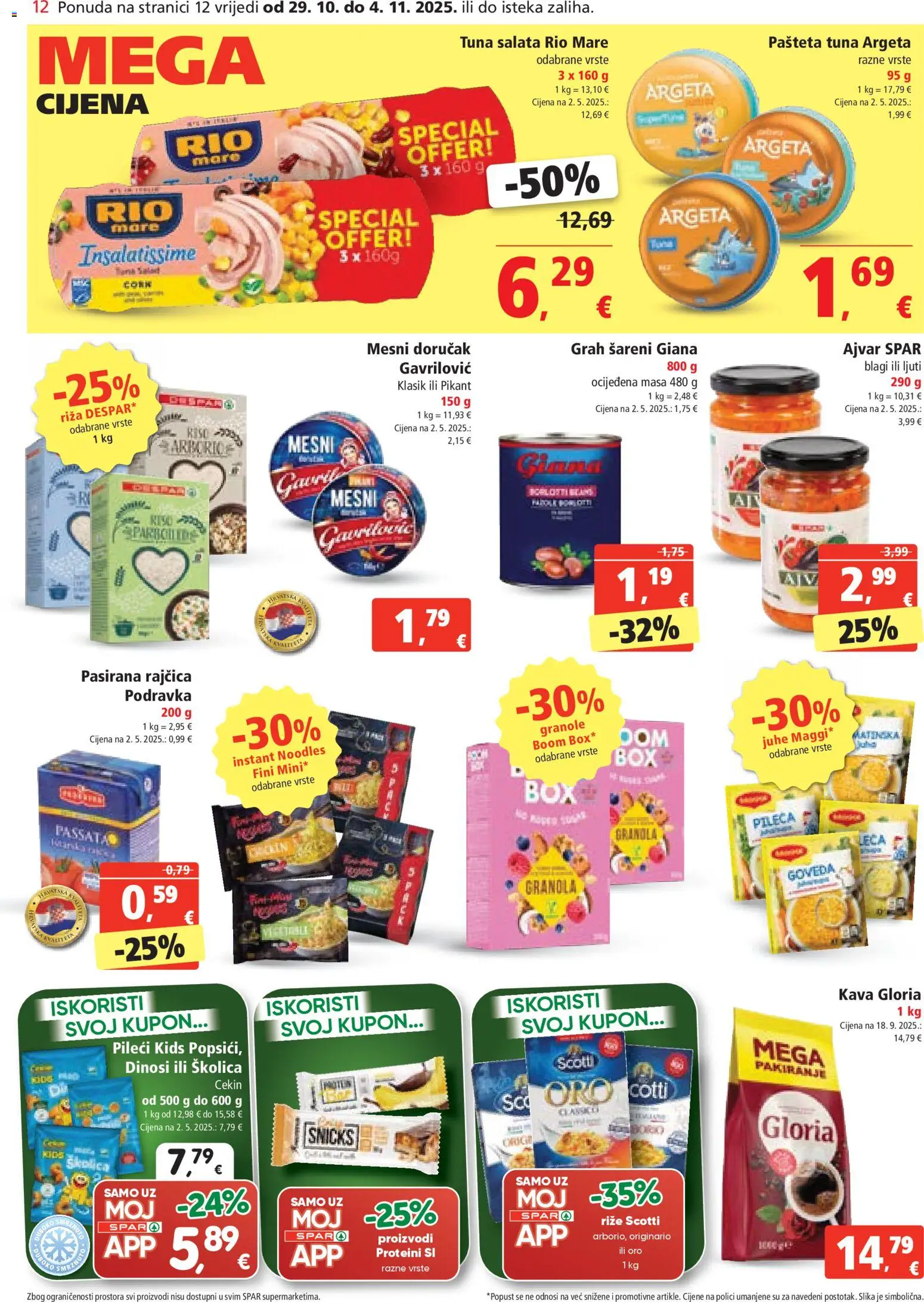 Spar katalog | vrijedi od 29.10.2025 | Stranica: 12 | Proizvodi: Rio Mare, Kava, Salata, Mesni doručak