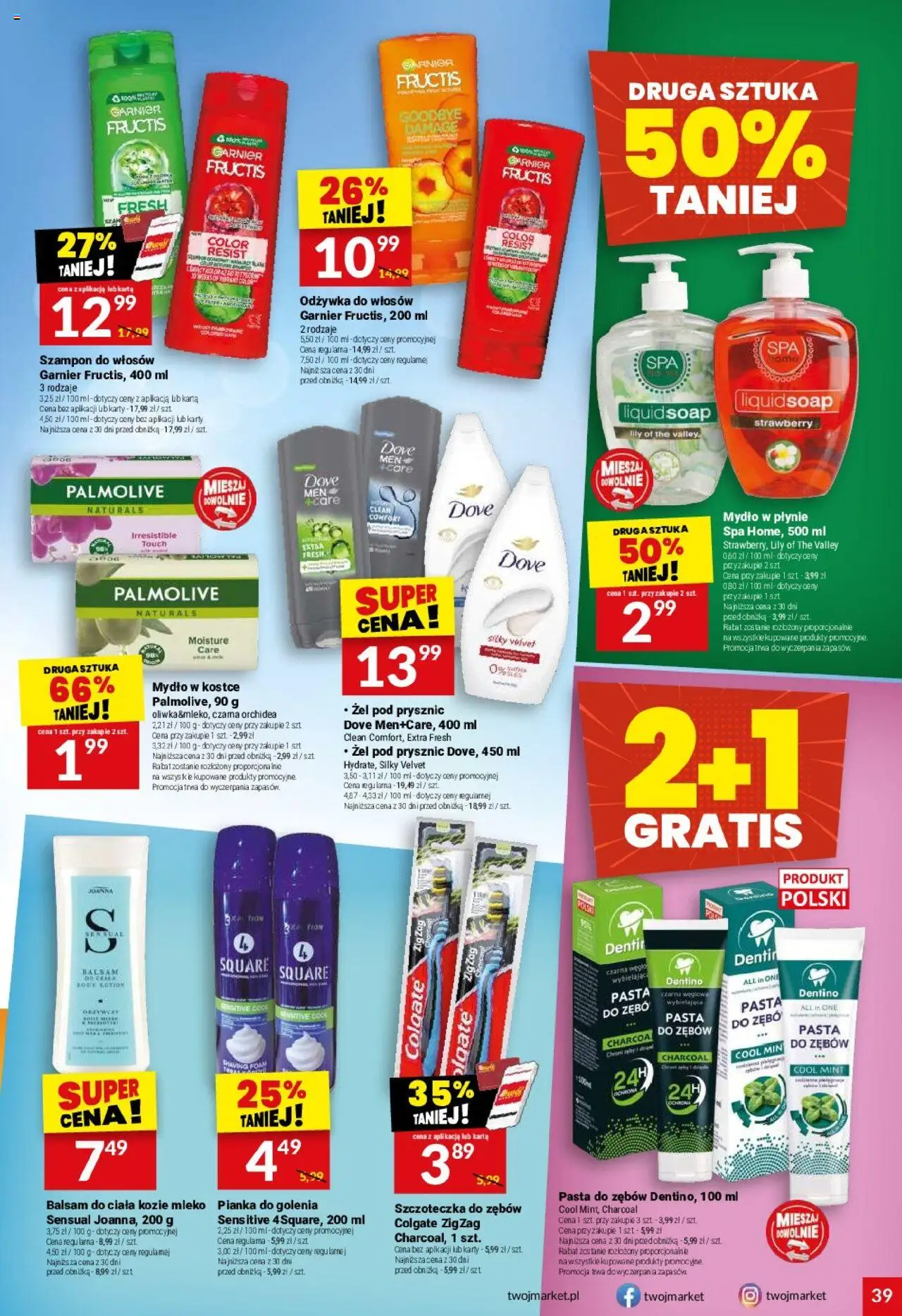 Twój Market Gazetka od 27.08.2025 | Strona: 39 | Produkty: Szampon, Body, Pianka do golenia, Szczoteczka do zębów