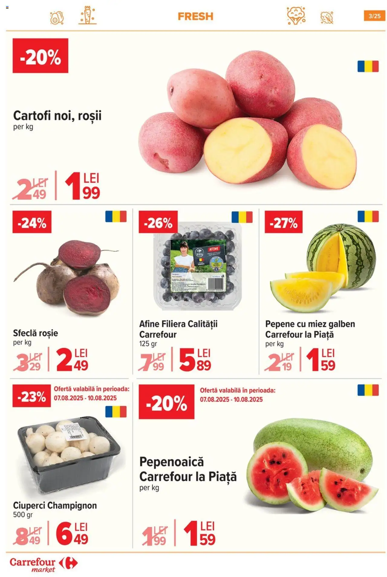 Carrefour catalog - Market – valabil de la 06.08.2025 | Pagină: 3 | Produse: Afine, Ciuperci, Cartofi, Sfeclă