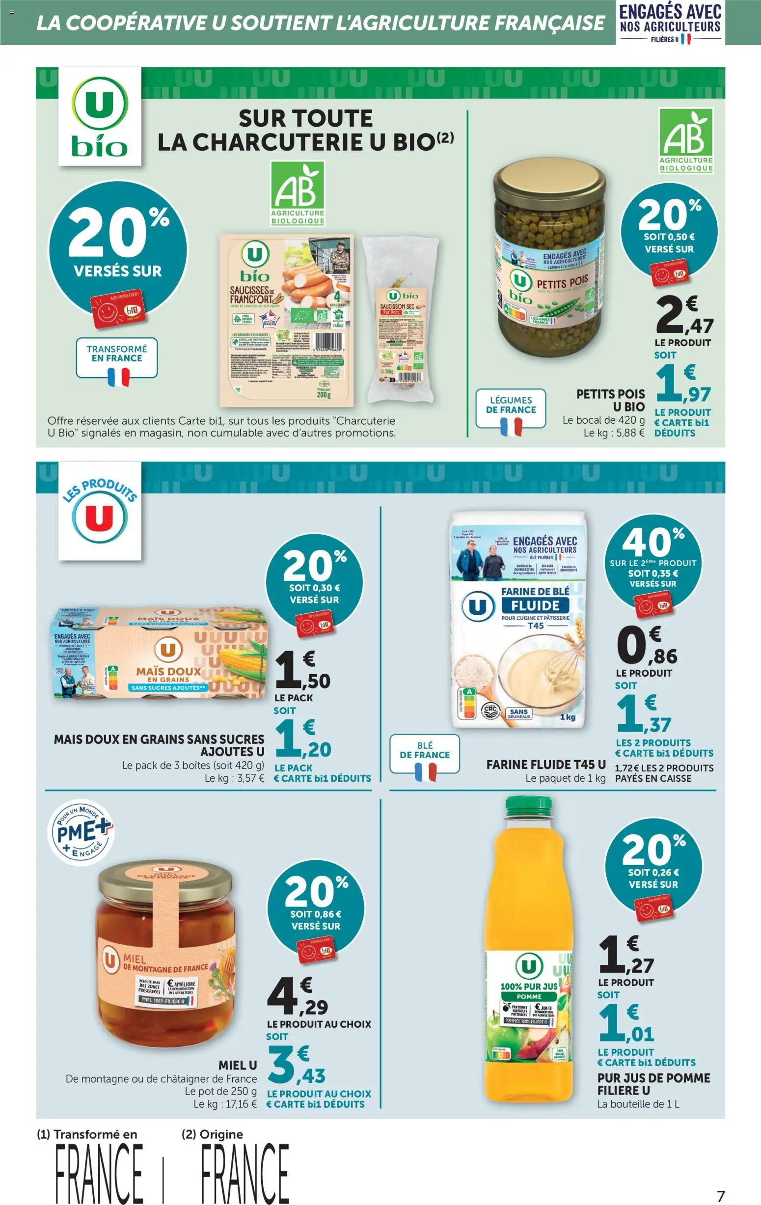 {H1} | Page: 7 | Produits: Saucisson sec, Farine de ble, Mais, Miel