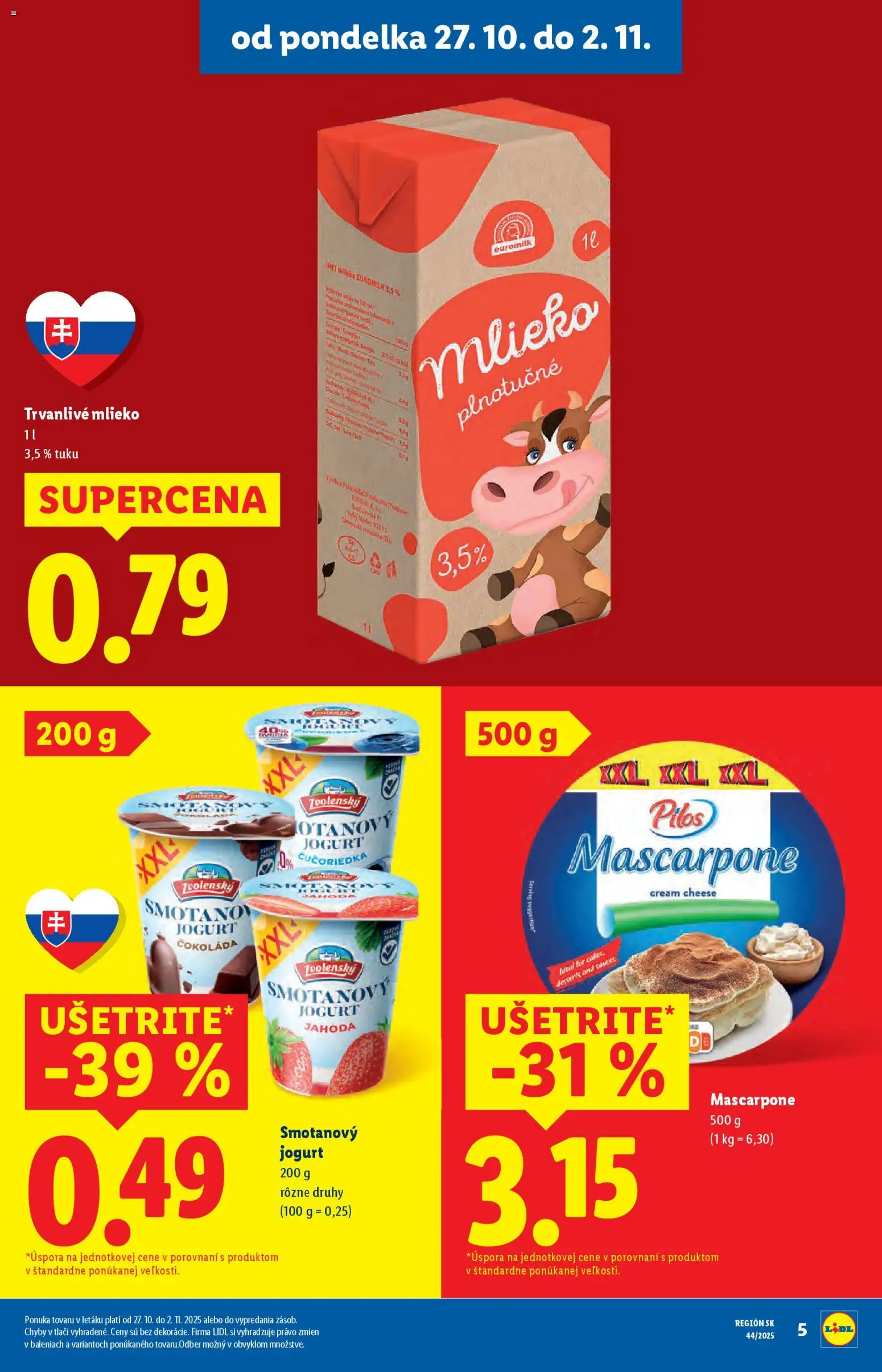 Nové Lidl akcie – leták je platný od 27.10.2025 | Strana: 7 | Produkty: Jogurt, Čokoláda, Mascarpone, Trvanlivé mlieko