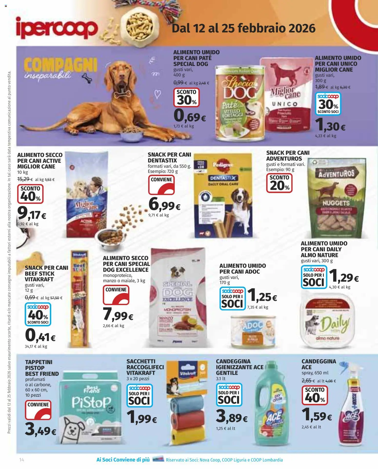 Volantino Ipercoop del 12.02.2026 | Pagina: 14 | Prodotti: Paté, Manzo, Candeggina, Nuggets