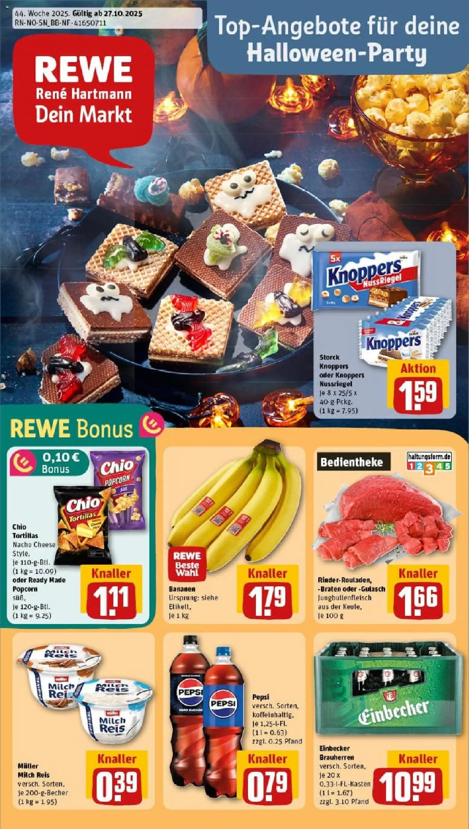 Rewe prospekt Northeim	 – gültig ab 26.10.2025 | Seite: 1 | Produkte: Gulasch, Knoppers, Pepsi, Chio tortillas