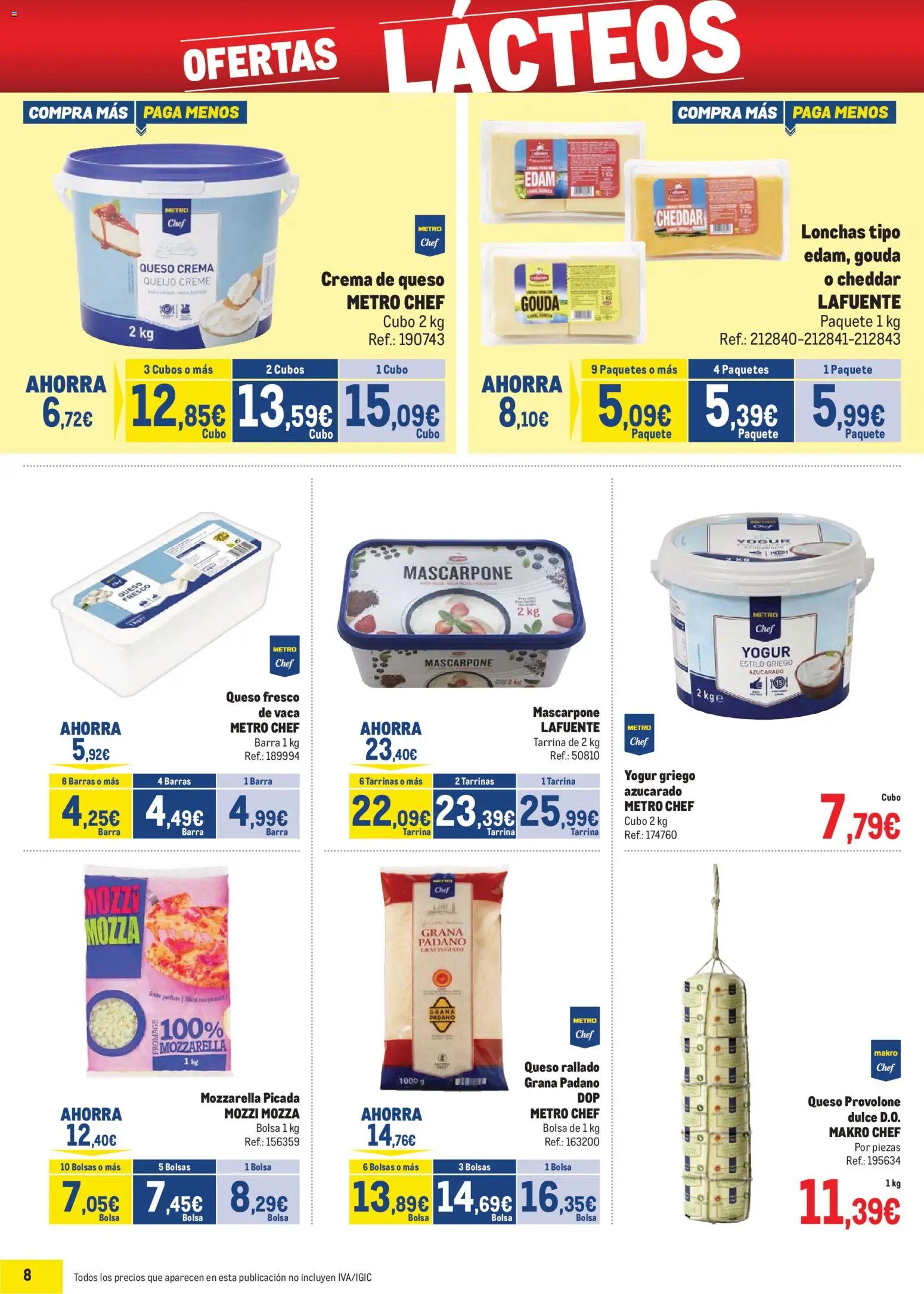 Makro - Precios Sur │ válido desde el 06.01.2026 | Página: 8 | Productos: Yogur, Queso fresco, Crema, Bolsa
