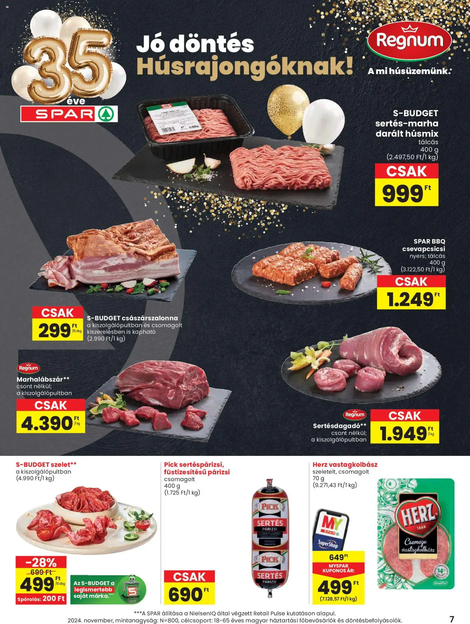 Spar akciós ujság - amely érvényes a következő dátumtól: 02.01.2026 | Oldal: 7 | Termékek: Marhalábszár, Pick, Vastagkolbász, Párizsi