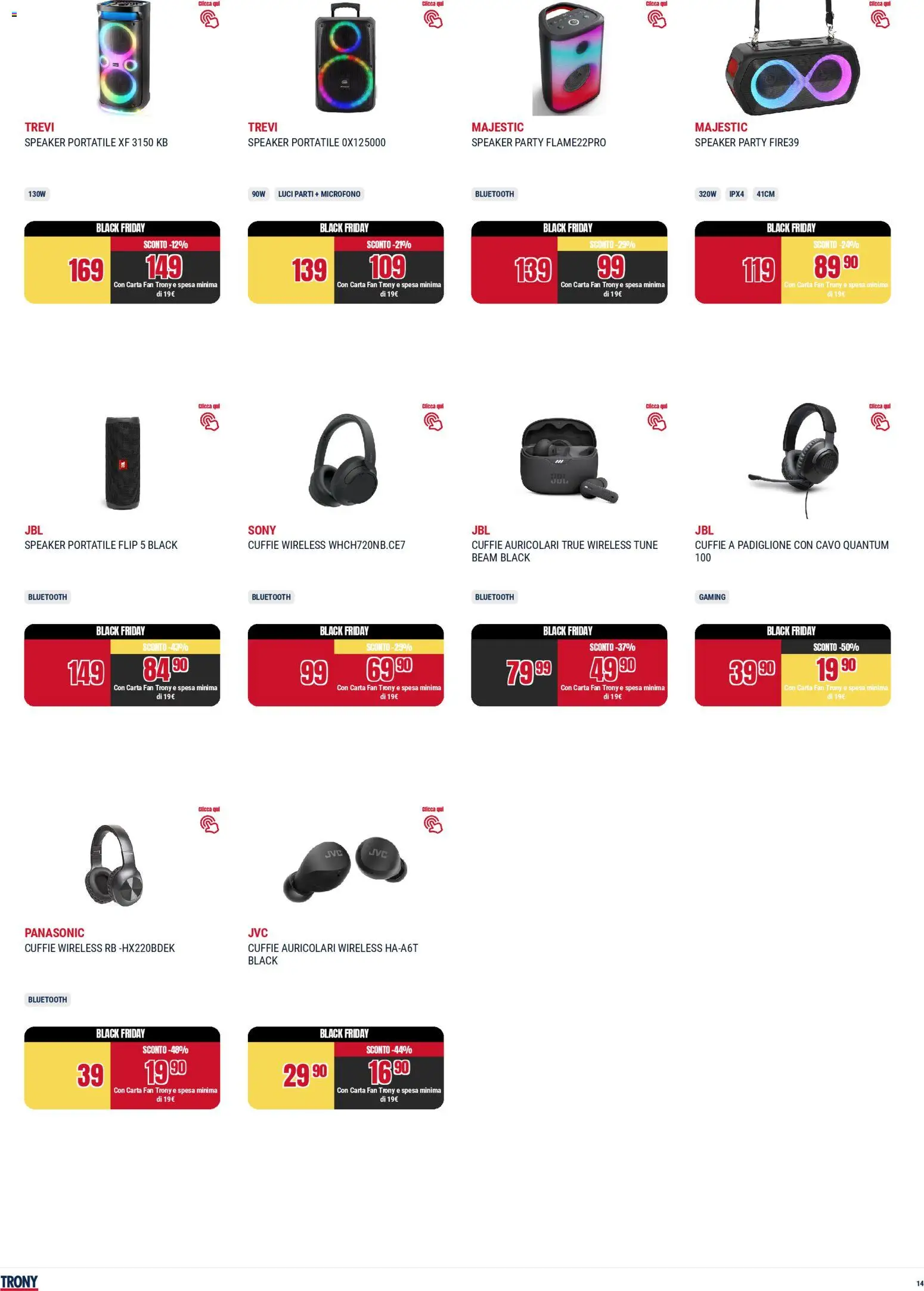 Volantino Trony del 25.11.2025 | Pagina: 14 | Prodotti: Auricolari, Cuffie, Cavo, Fan