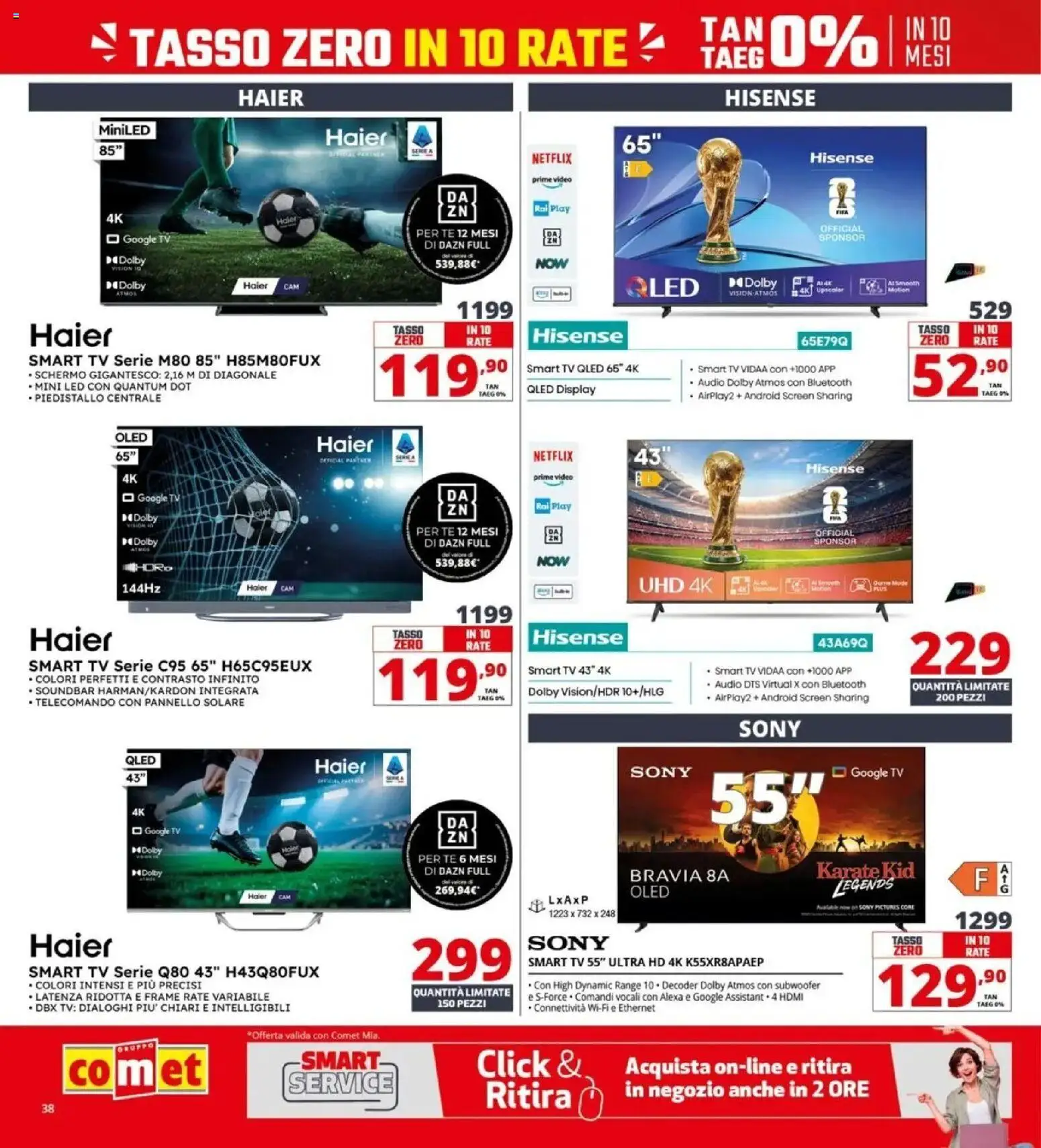 Volantino Comet del 09.04.2026 | Pagina: 38 | Prodotti: Schermo, Telecomando, Soundbar, Audio
