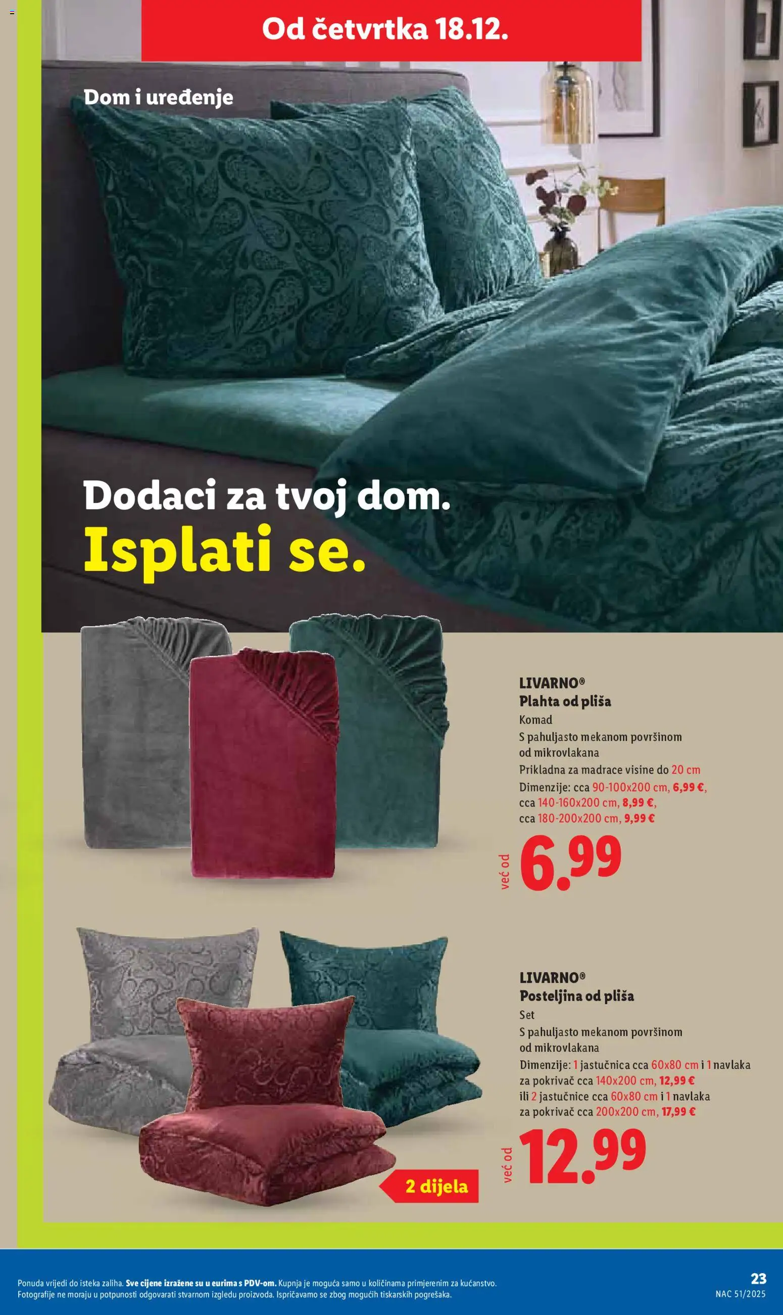 Lidl katalog | vrijedi od 18.12.2025 | Stranica: 23 | Proizvodi: Pokrivač, Jastučnica, Plahta, Posteljina