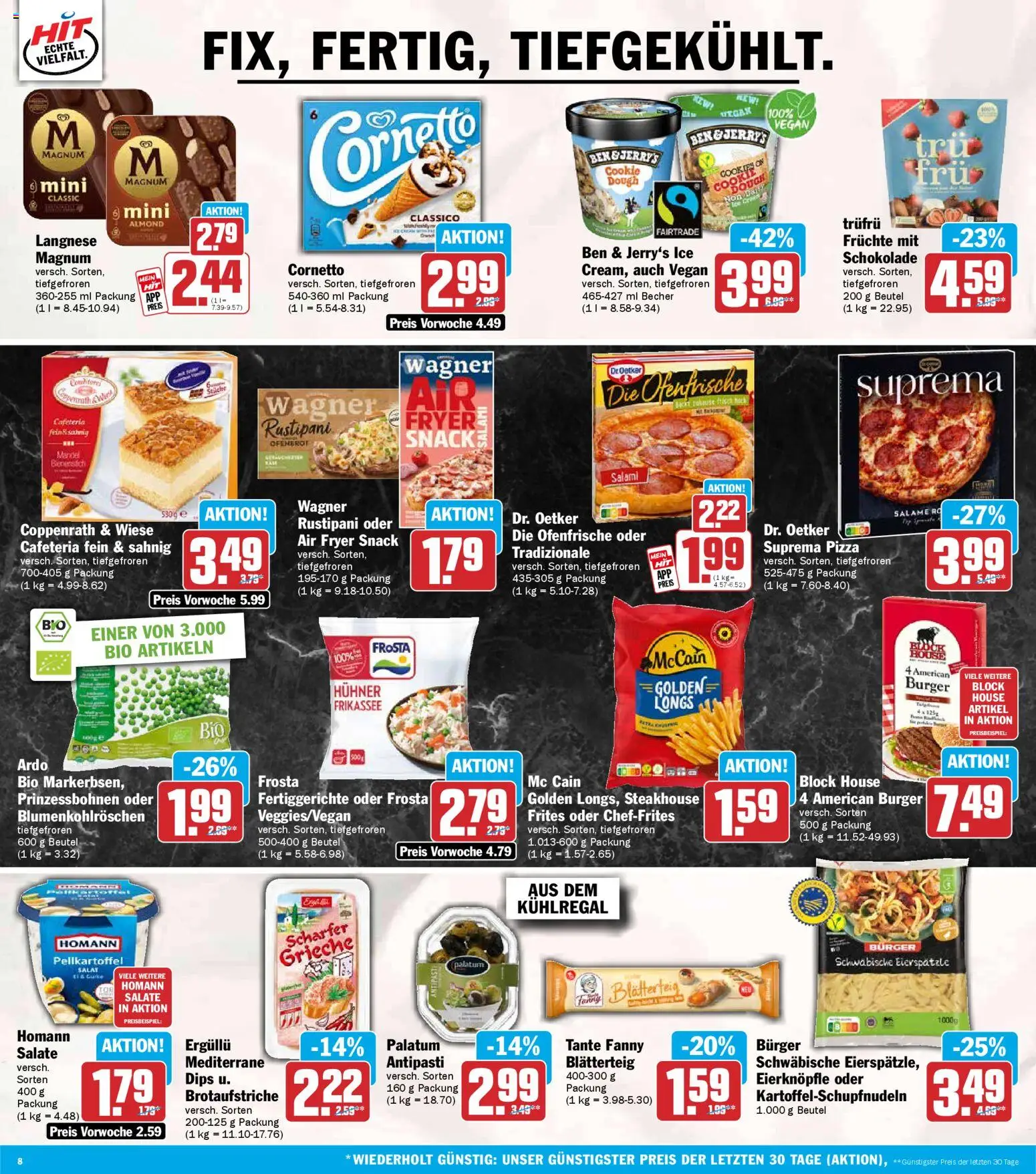 HIT Prospekt 	 – gültig ab 27.04.2026 | Seite: 8 | Produkte: Burger, Ben & Jerry's, Pizza, Salat
